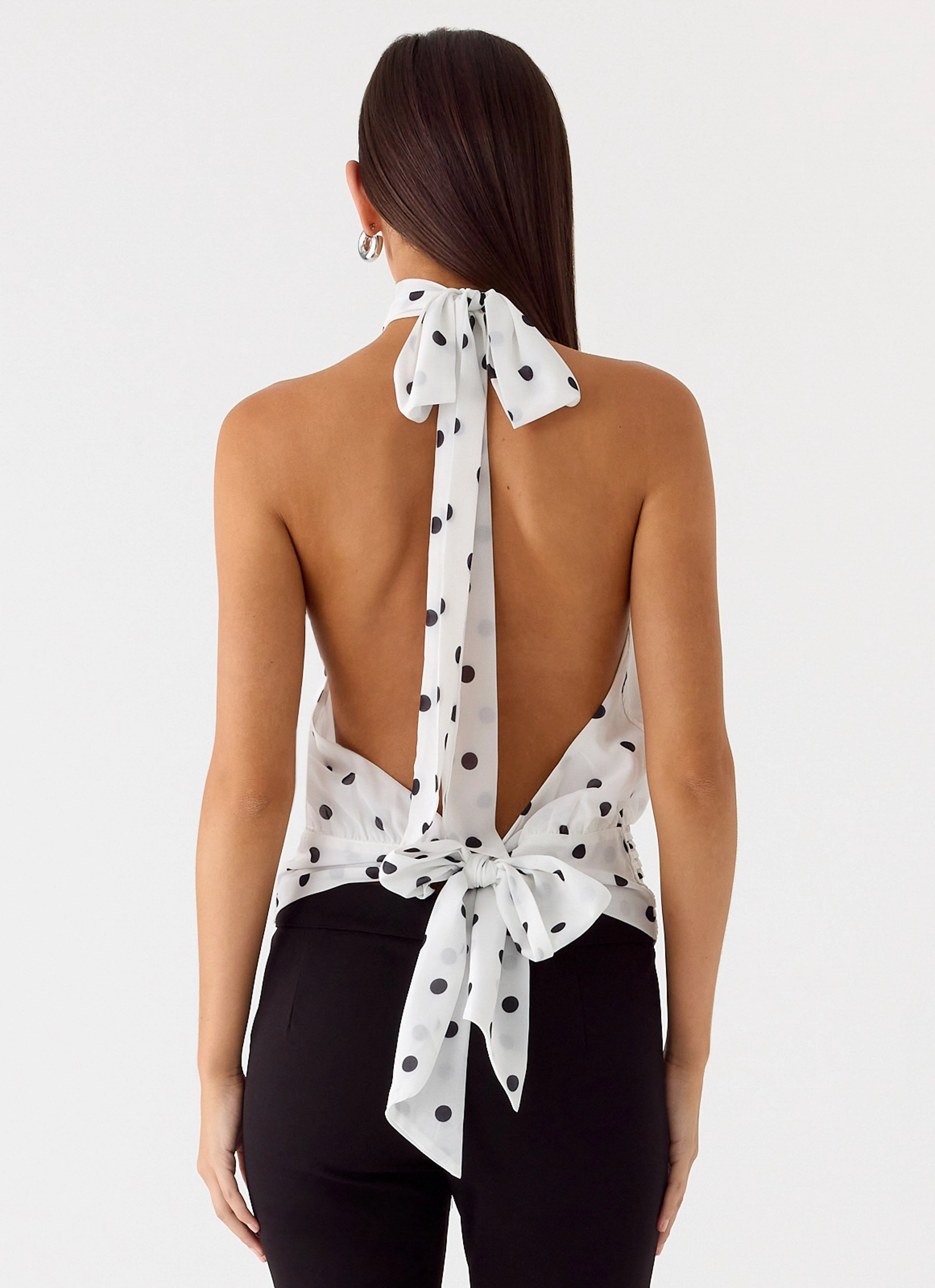 Urban Pulse Custom made Willow Chiffon Top - White Polkadot