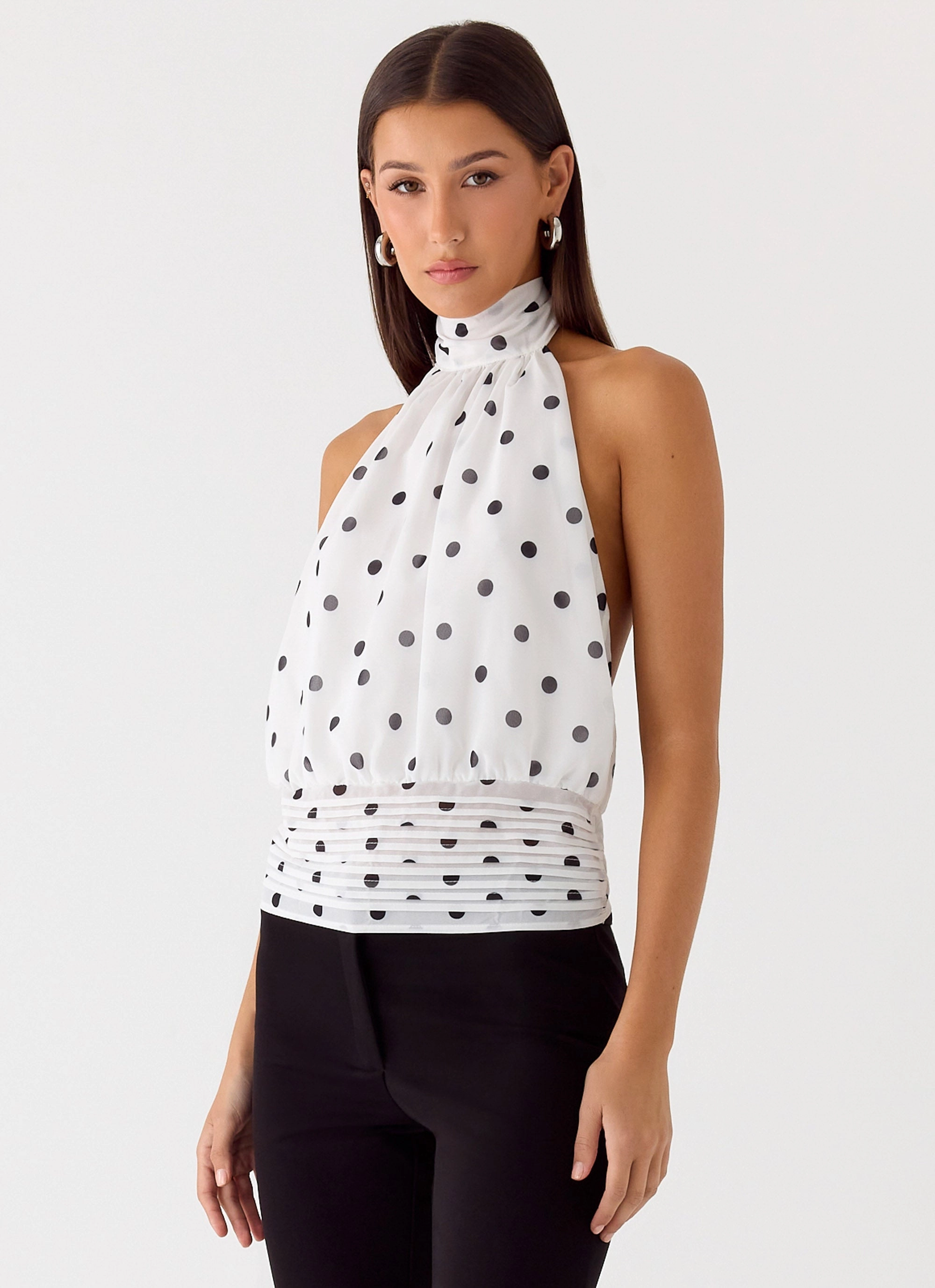 Custom made Willow Chiffon Top - White Polkadot Street Edge