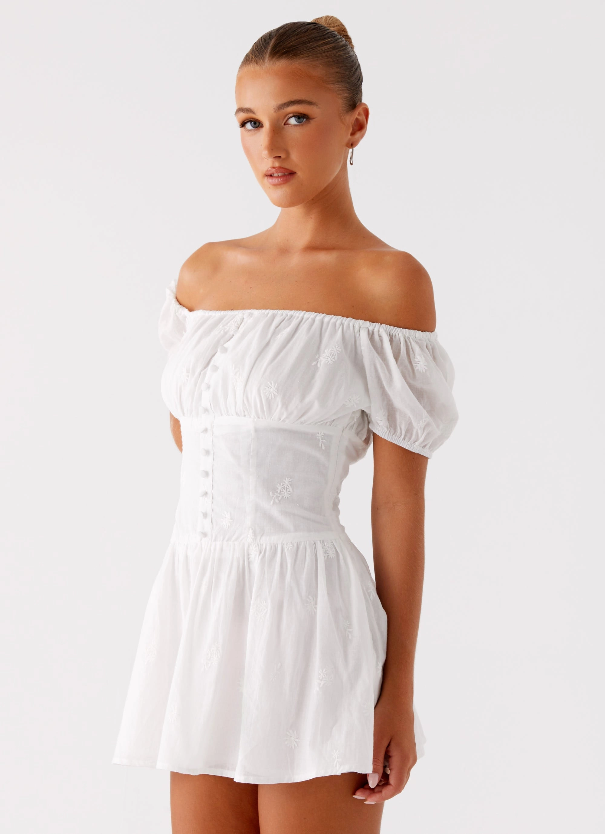 Anthem Mini Dress - Ivory Lace-Edge