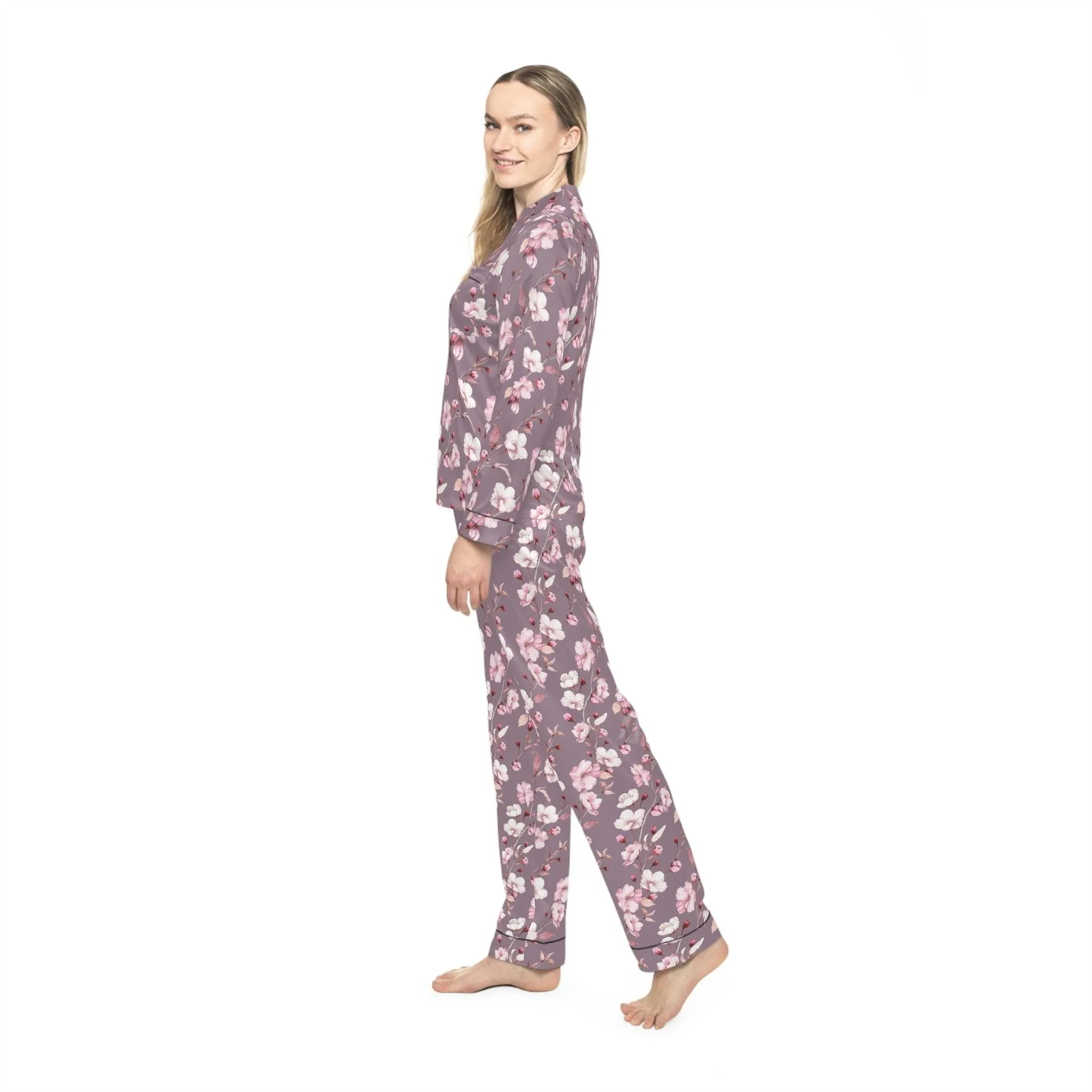 Customizable Elegant Floral Satin Sleep Set for Women - Luxe Pajama Collection