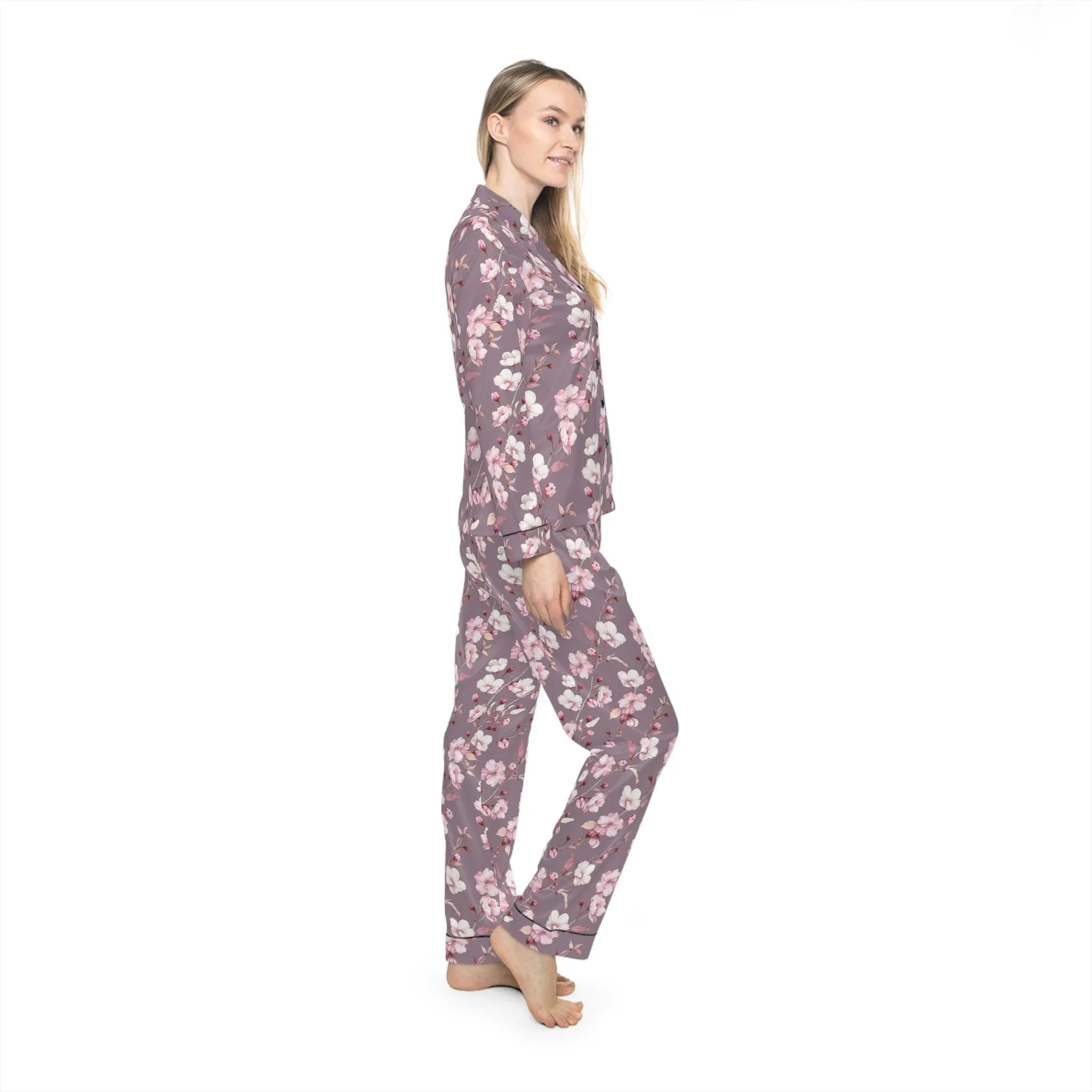 Customizable Elegant Floral Satin Sleep Set for Women - Luxe Pajama Collection