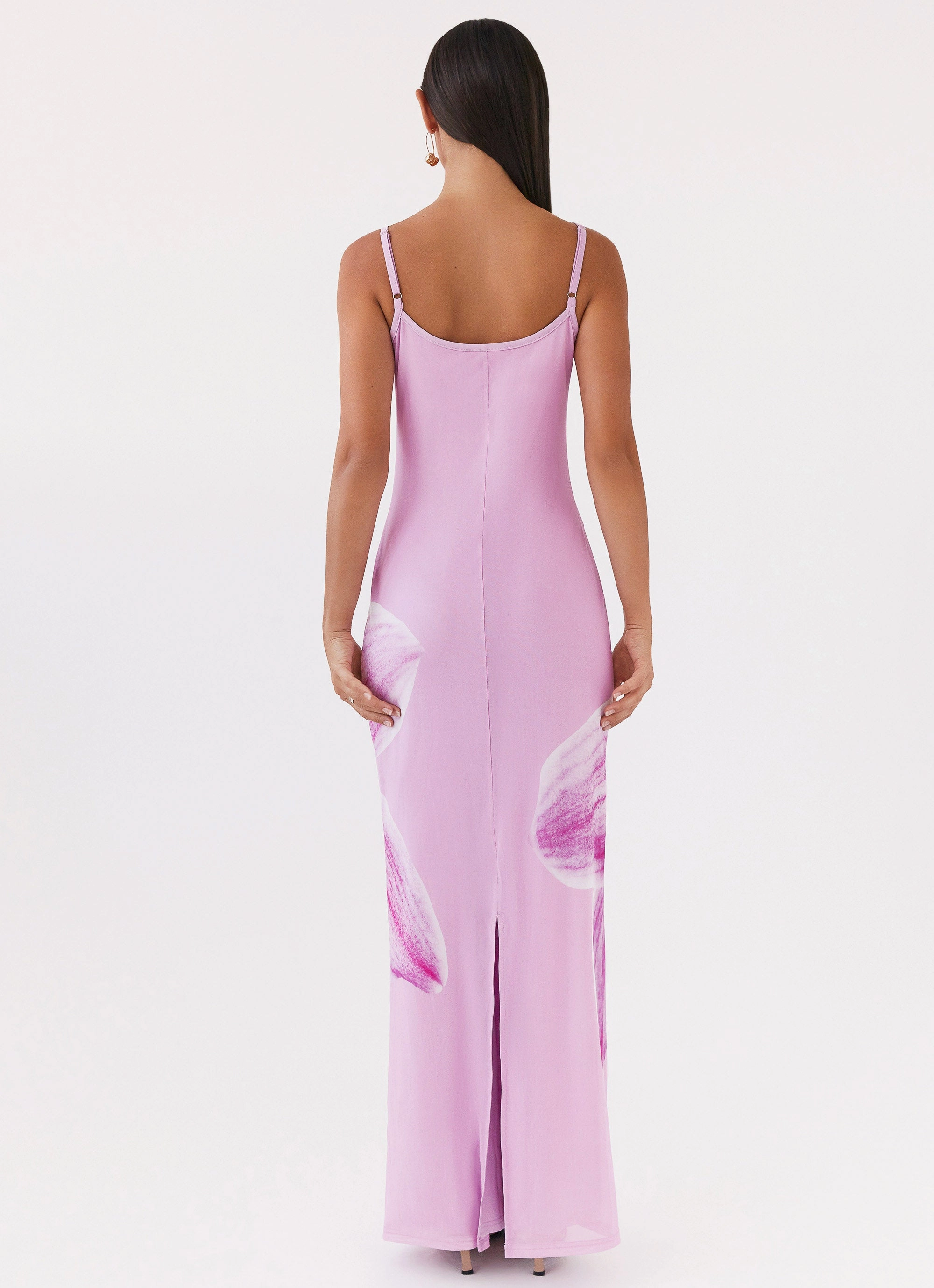 Bad News Mesh Maxi Dress - Pink Magnolia Rhinestone-Detail Aura Glow