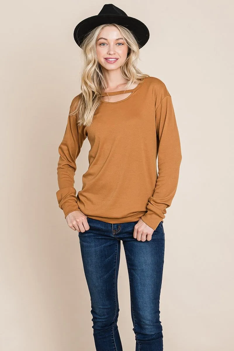 Cut out Knit Sweatshirts Tops