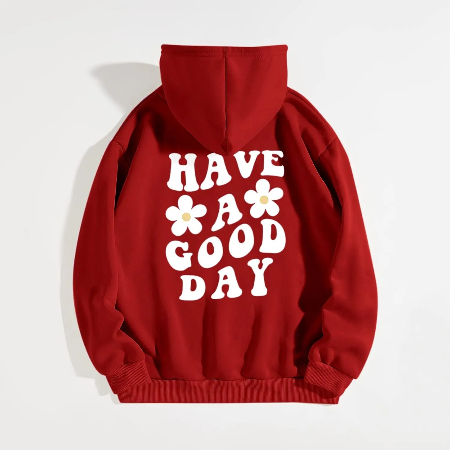 Cute Hoodies for Teen Girls Aesthetic Clothes Letters Graphic Pullover Sweatshirt Drop Shoulder Drawstring Hoodie