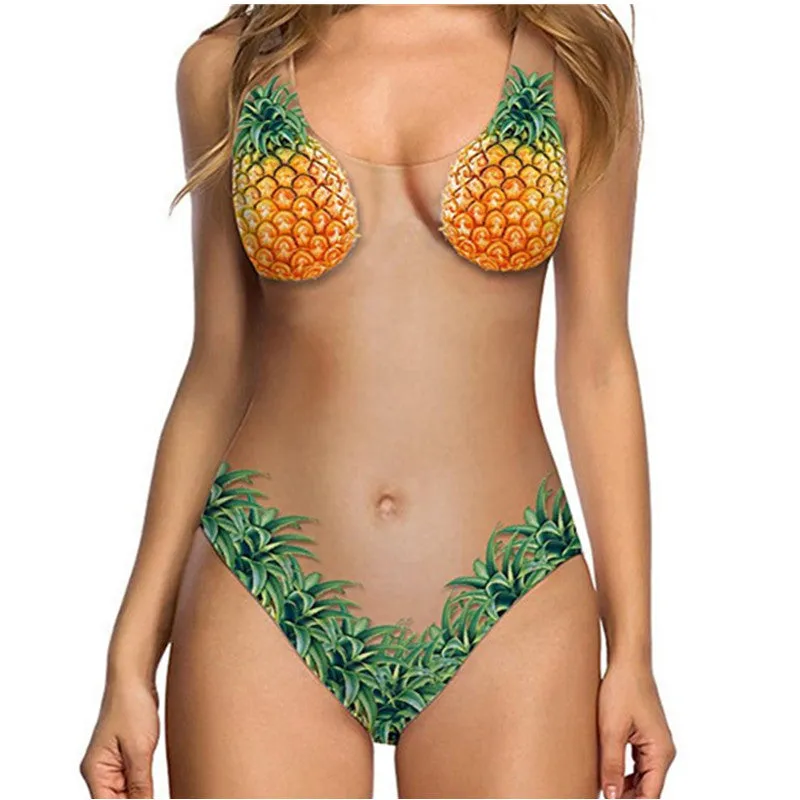 Cute Print Mid Rise Nude Stretch Tank Swimsuit