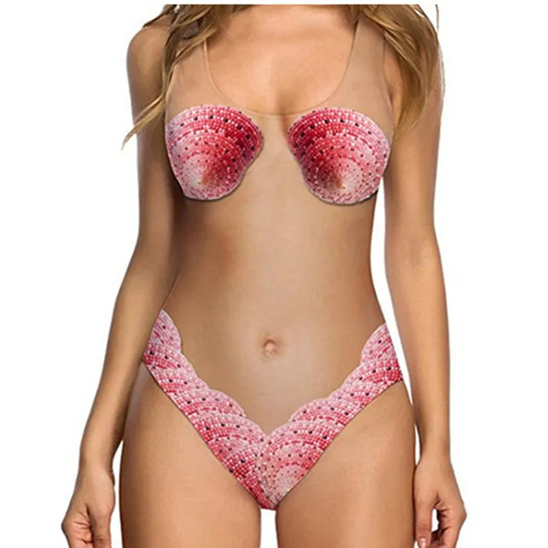 Cute Print Mid Rise Nude Stretch Tank Swimsuit