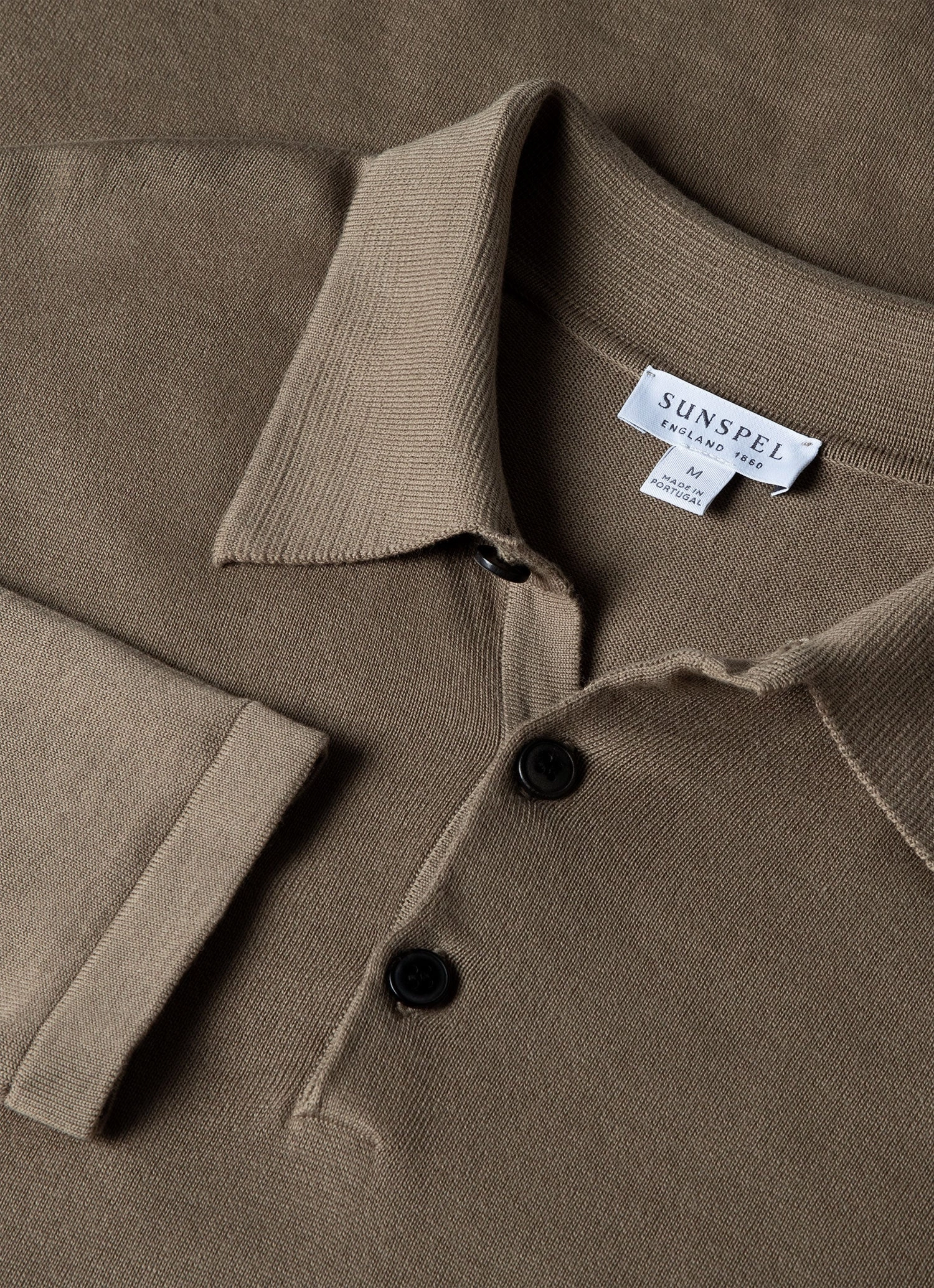 Versatile Wear Men's Long Sleeve Sea Island Cotton Knit Polo Shirt in Dark Stone