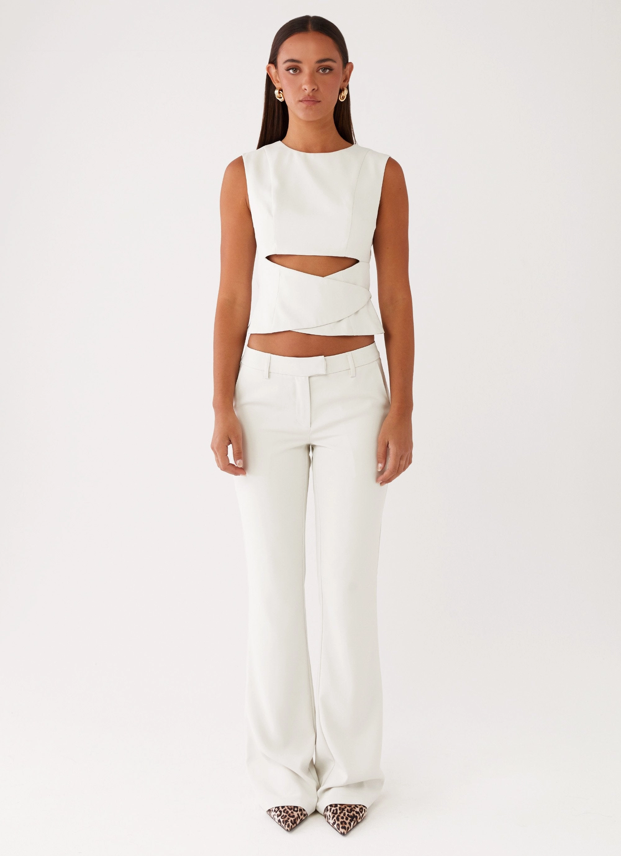 Cyra Low Rise Slim Fit Pants - Ivory Cool Weather