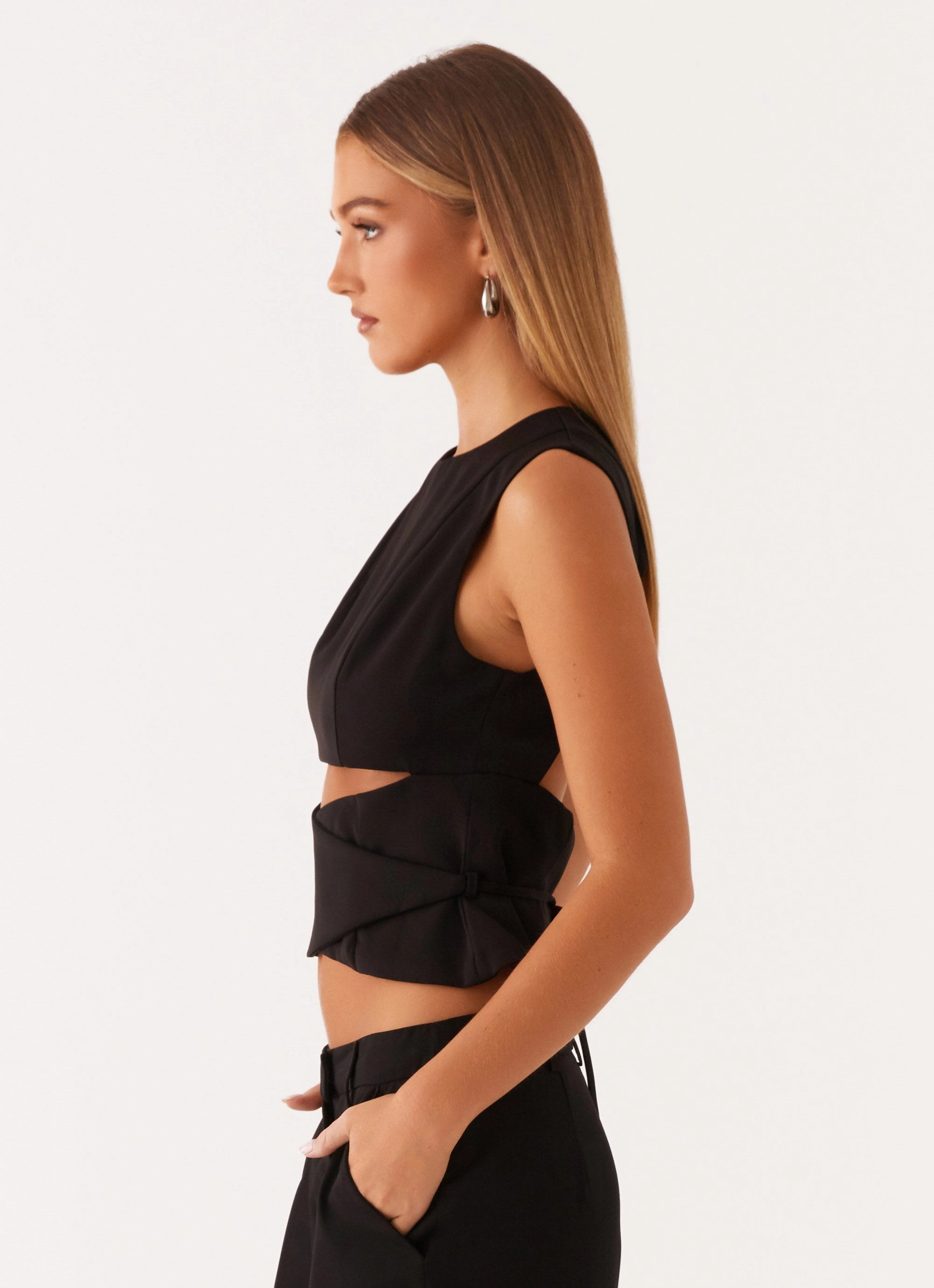 Cyra Wrap Top - Black LayeredNeckline Timeless Cut