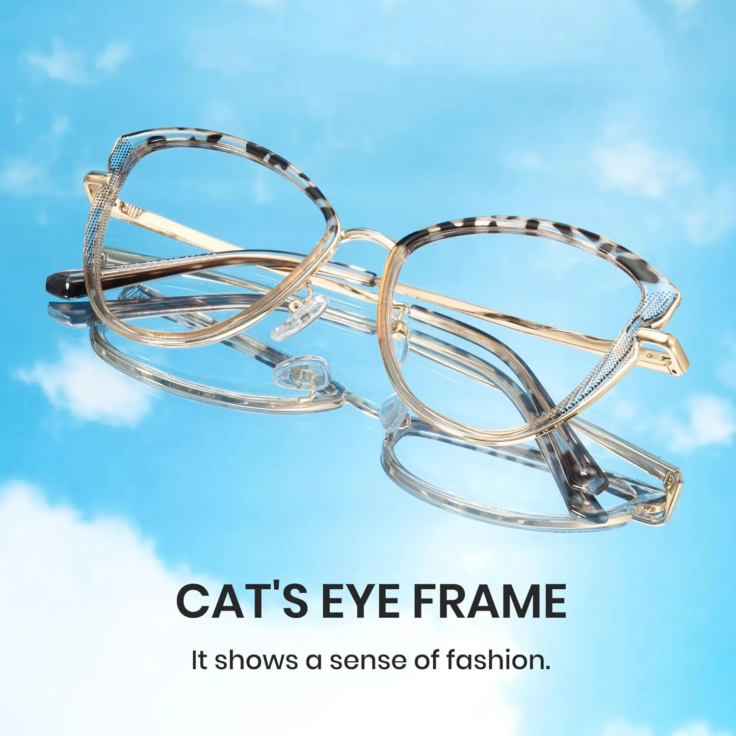 Cyxus Cat Eye Blue Light Blocking Glasses Metal Frame UV Filtering Computer Glasses Clear Lens For Men Women 8171