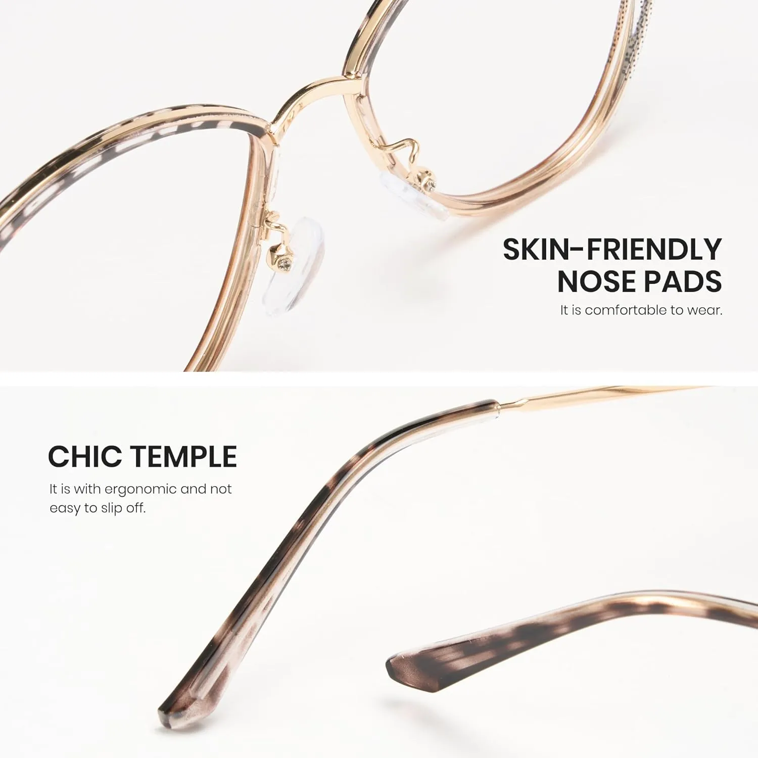 Cyxus Cat Eye Blue Light Blocking Glasses Metal Frame UV Filtering Computer Glasses Clear Lens For Men Women 8171