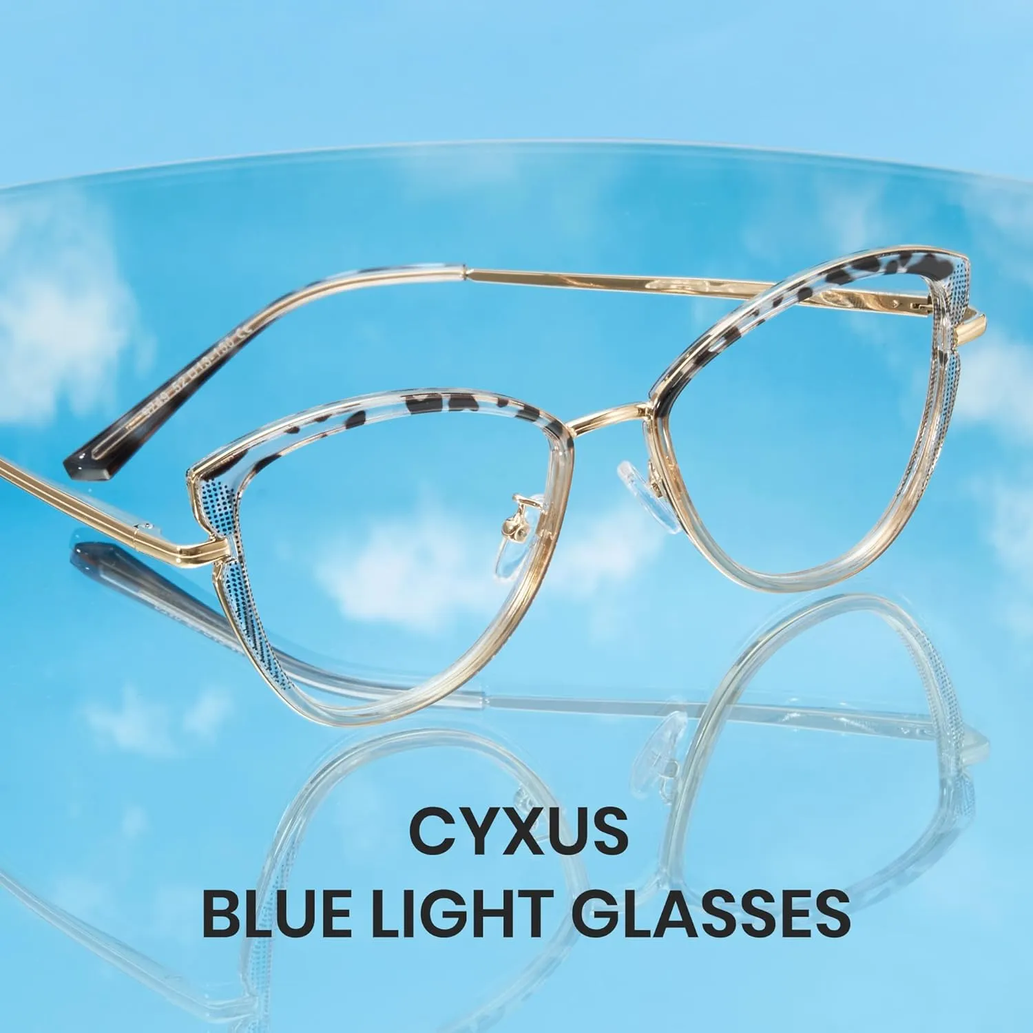 Cyxus Cat Eye Blue Light Blocking Glasses Metal Frame UV Filtering Computer Glasses Clear Lens For Men Women 8171