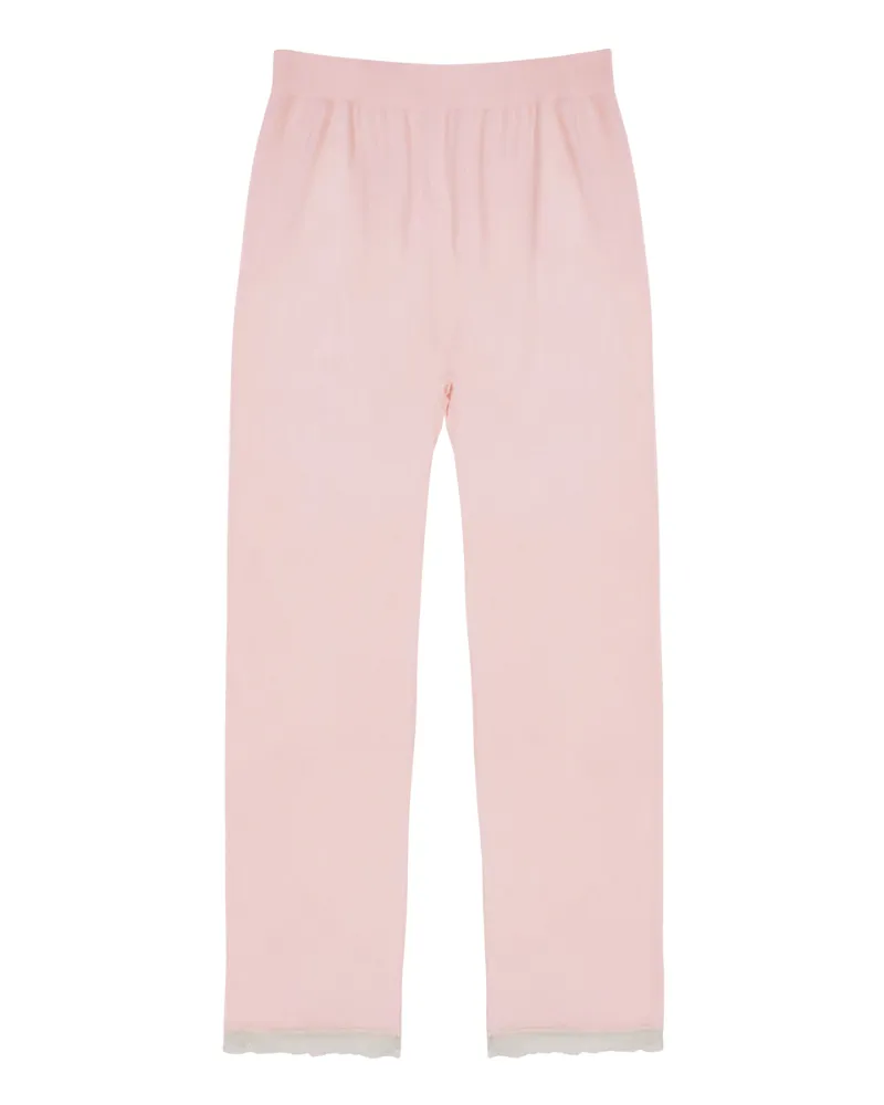 D001222224 Pampas Soft Pink Lace V Neck Pajamas