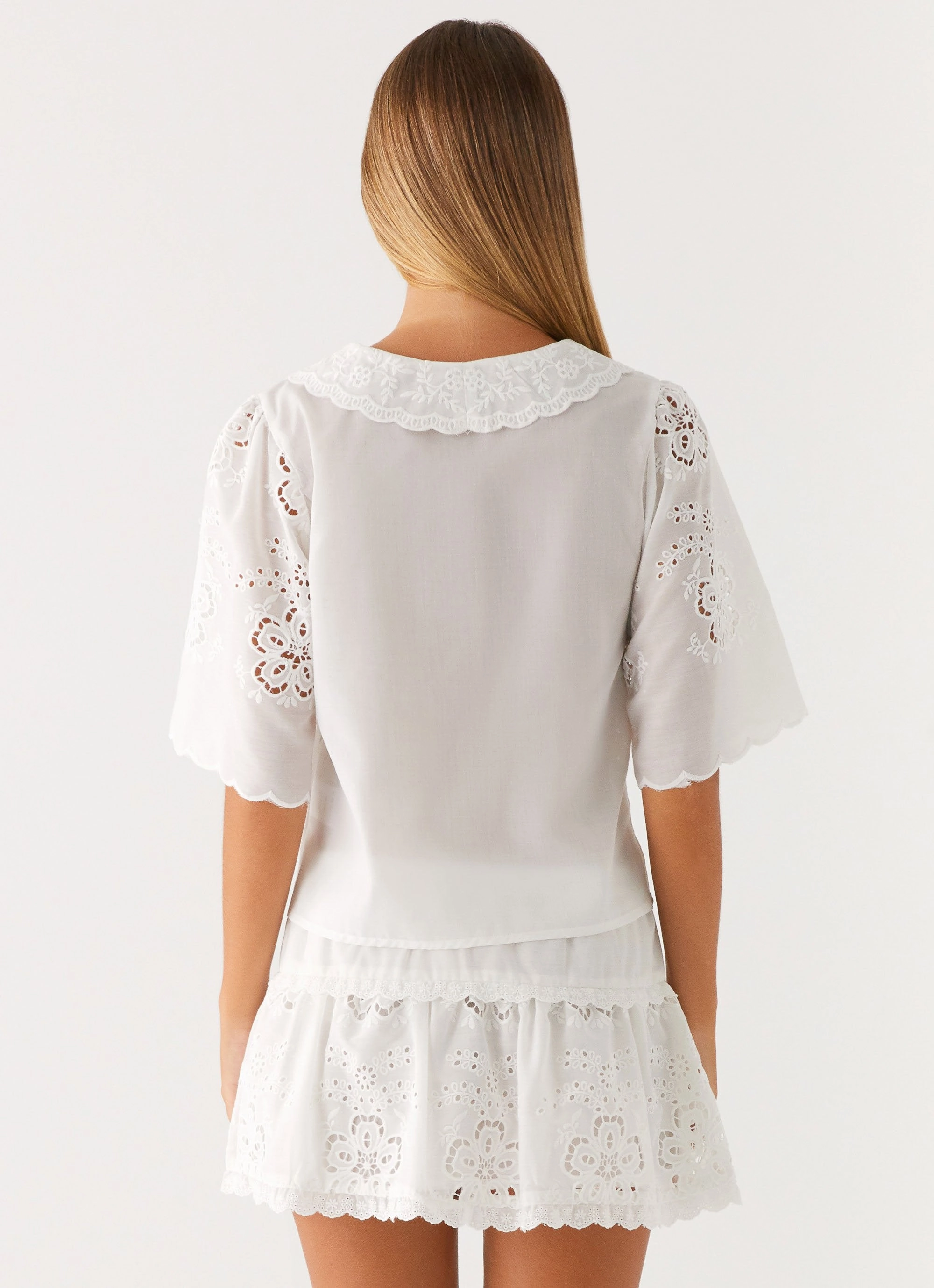 Summer Escape Embroidered Mini Skirt - White Light Stretch