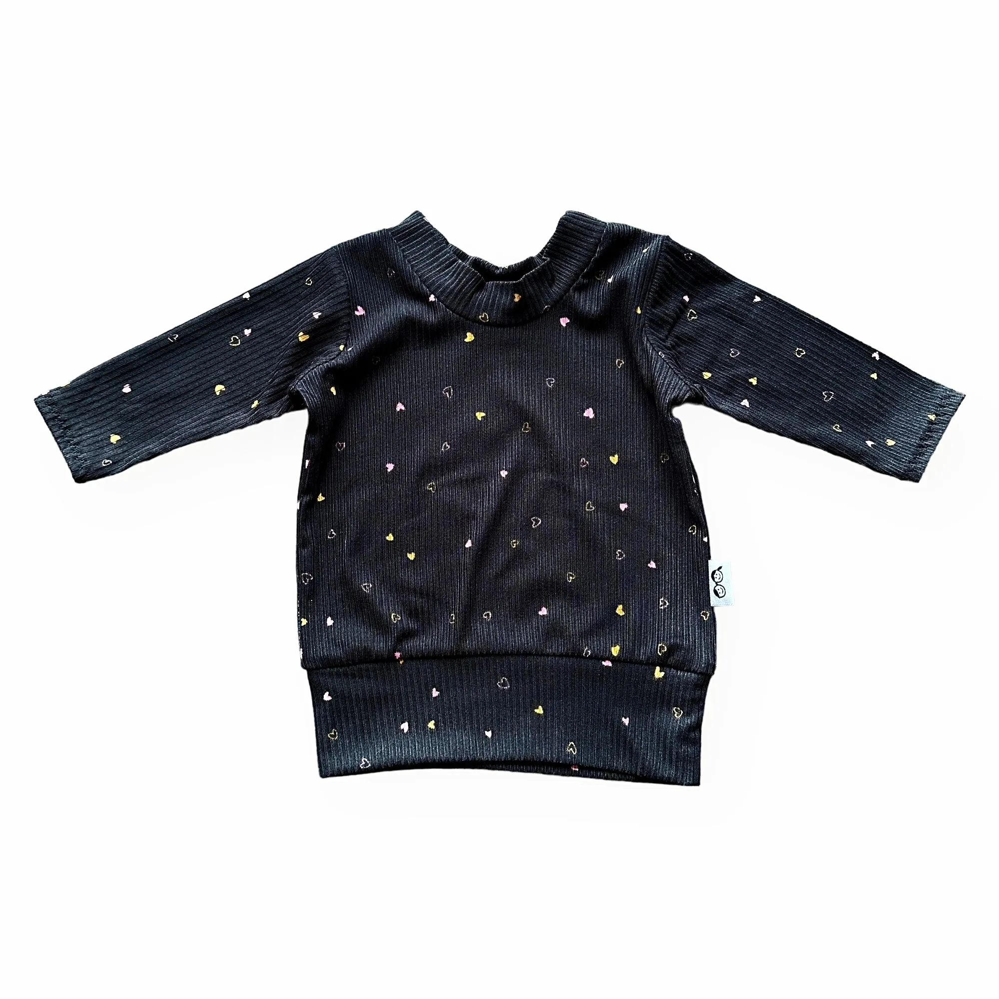 Dainty Hearts on Black Ribbed Lounge Top