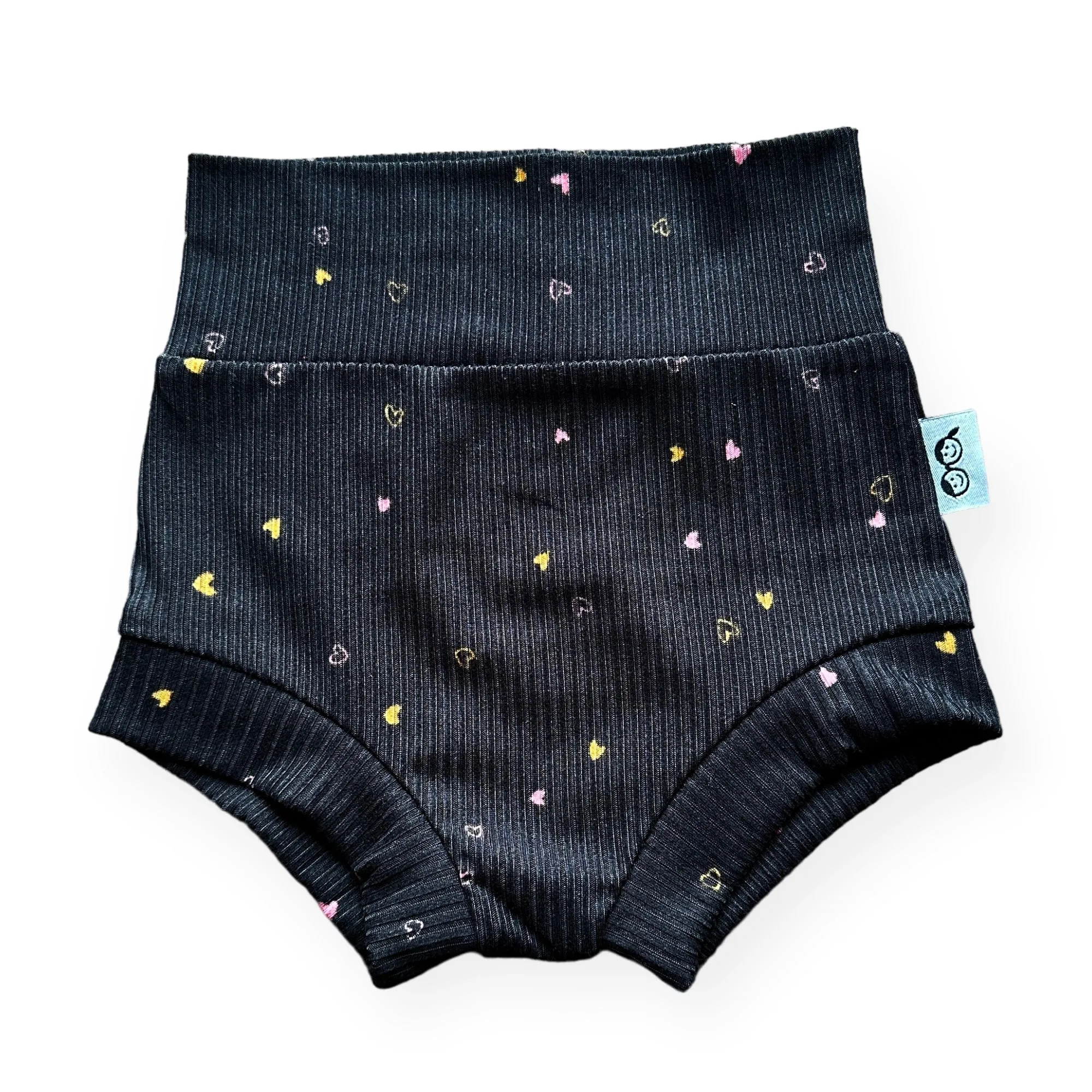 Dainty Hearts on Black Ribbed Summer Lounge Set