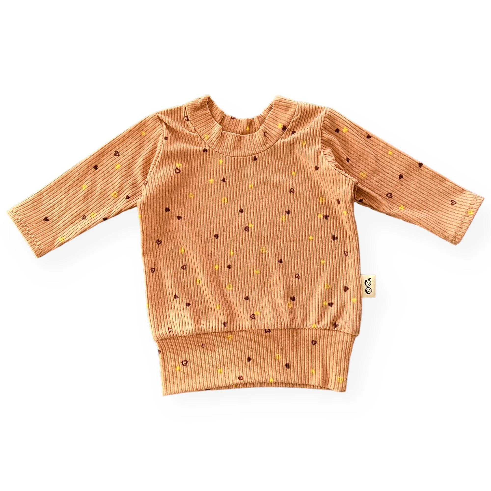 Dainty Hearts on Camel Ribbed Lounge Top