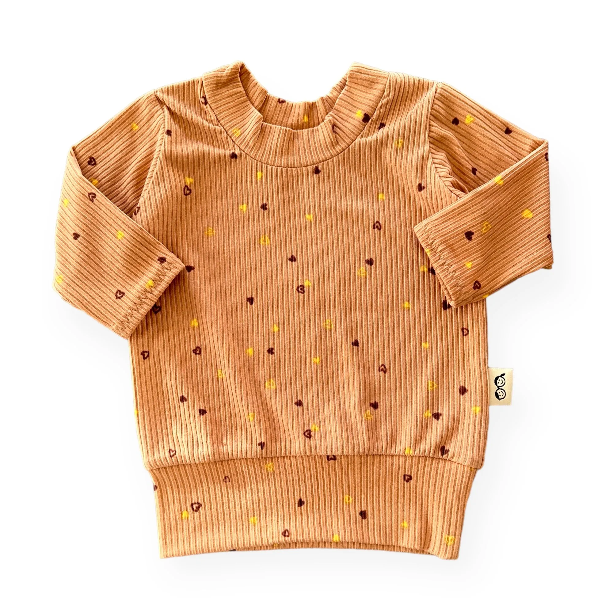Dainty Hearts on Camel Ribbed Lounge Top