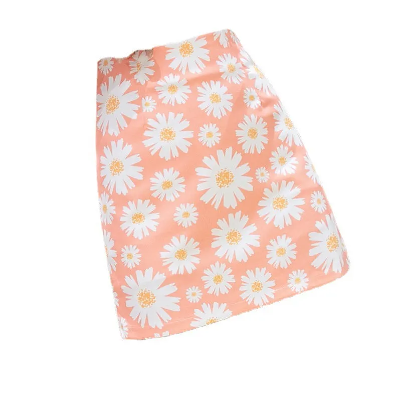 Daisy Skirt Summer French Elegant High Waist Slim Look A-Line Hip Flattering Floral Women Skirt