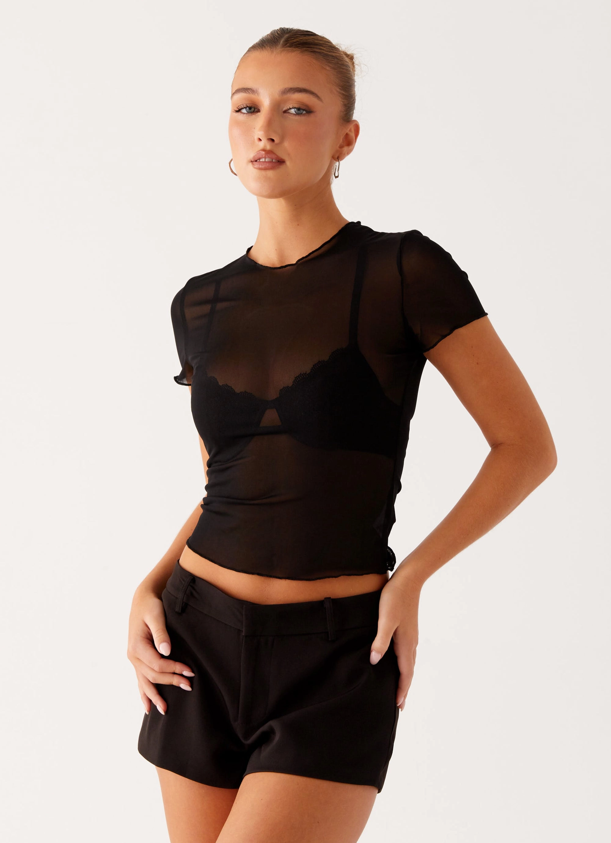 Dalton Mesh T-Shirt - Black Brushed Inner Layer Soft Cotton Blend