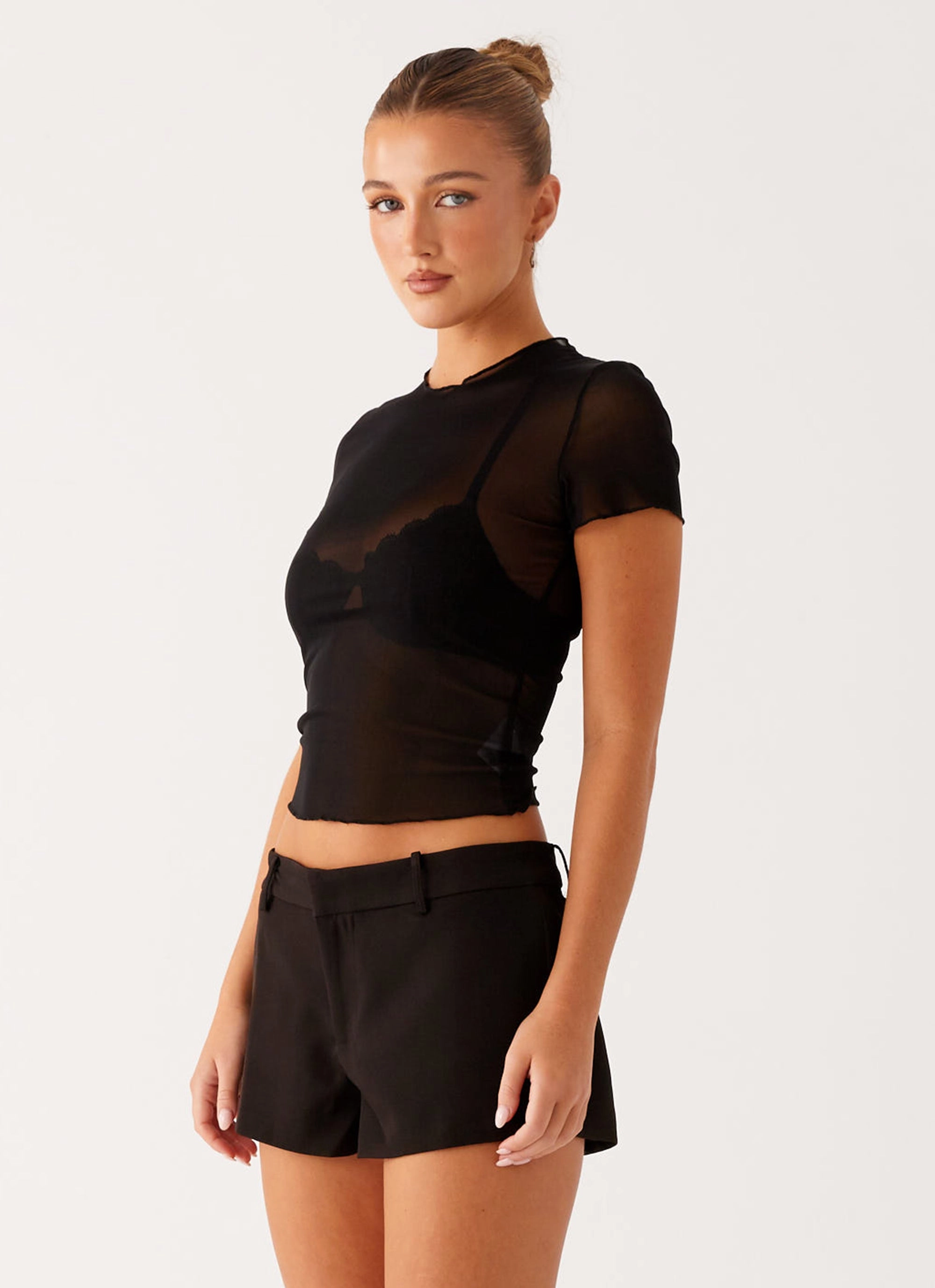 Non Iron Fabric Dalton Mesh T-Shirt - Black
