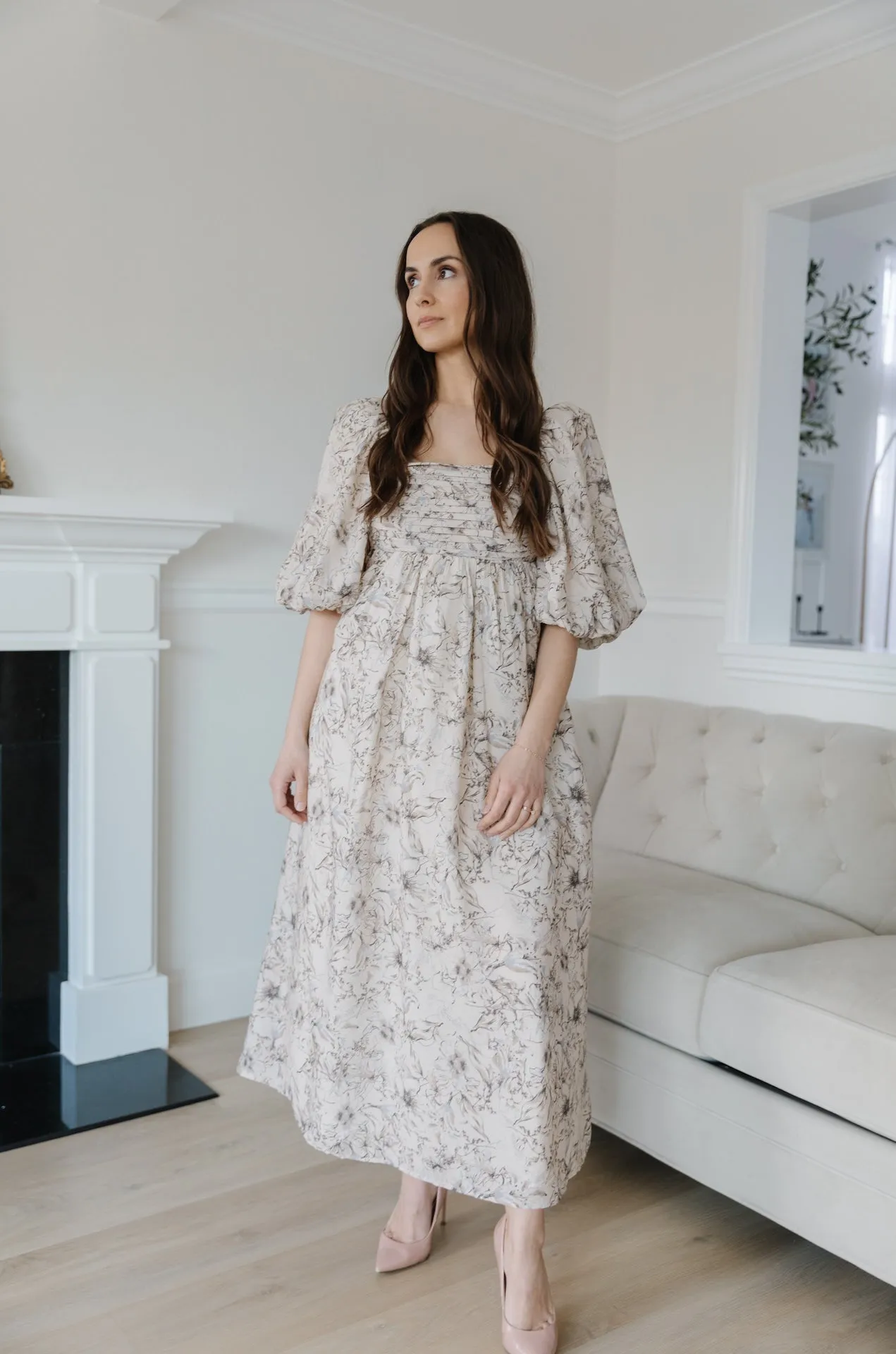 Daria Beige Floral Dress