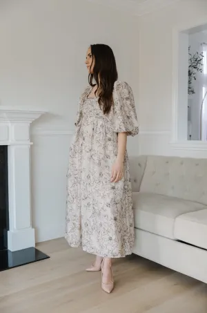 Daria Beige Floral Dress