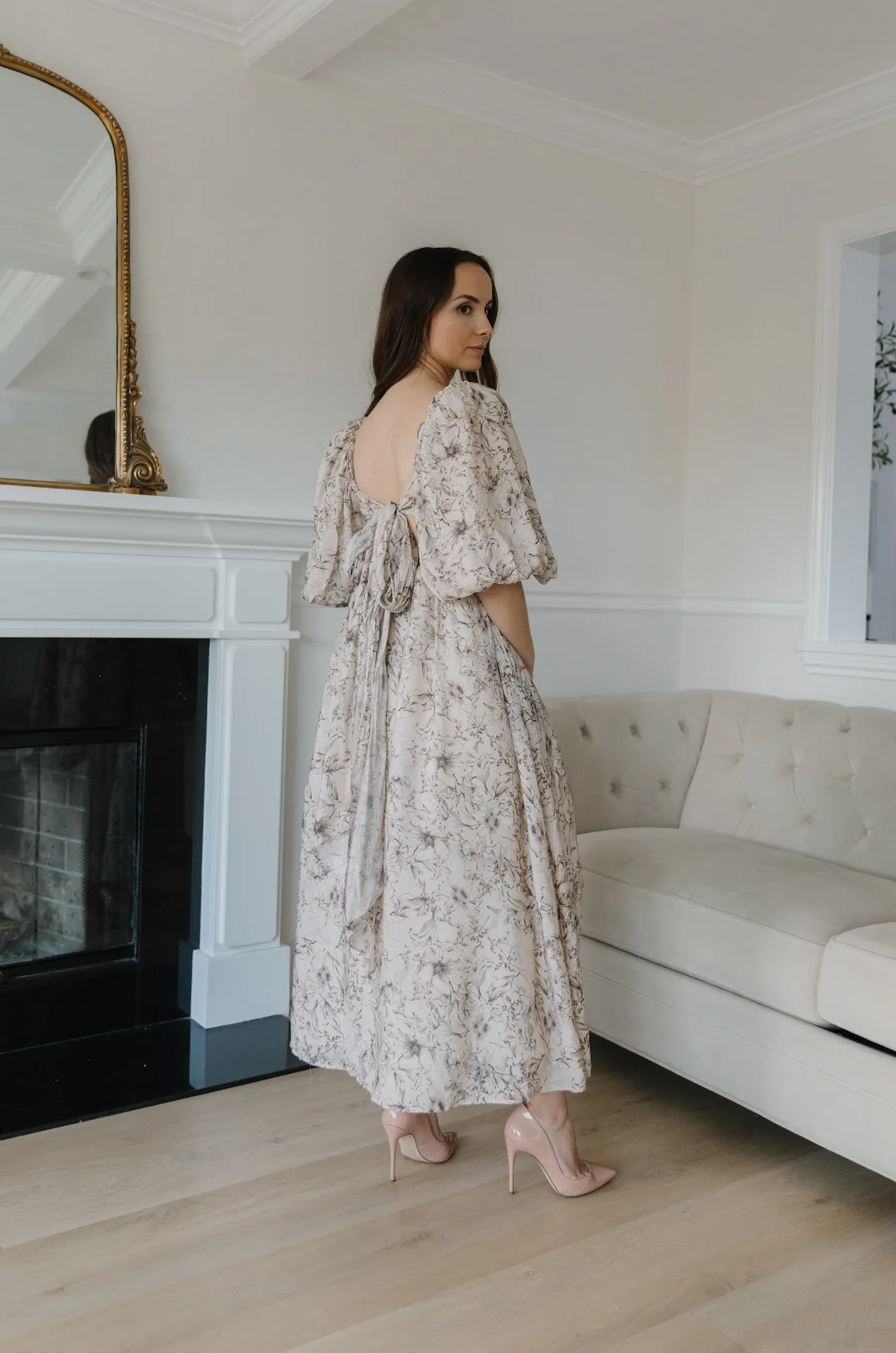 Daria Beige Floral Dress
