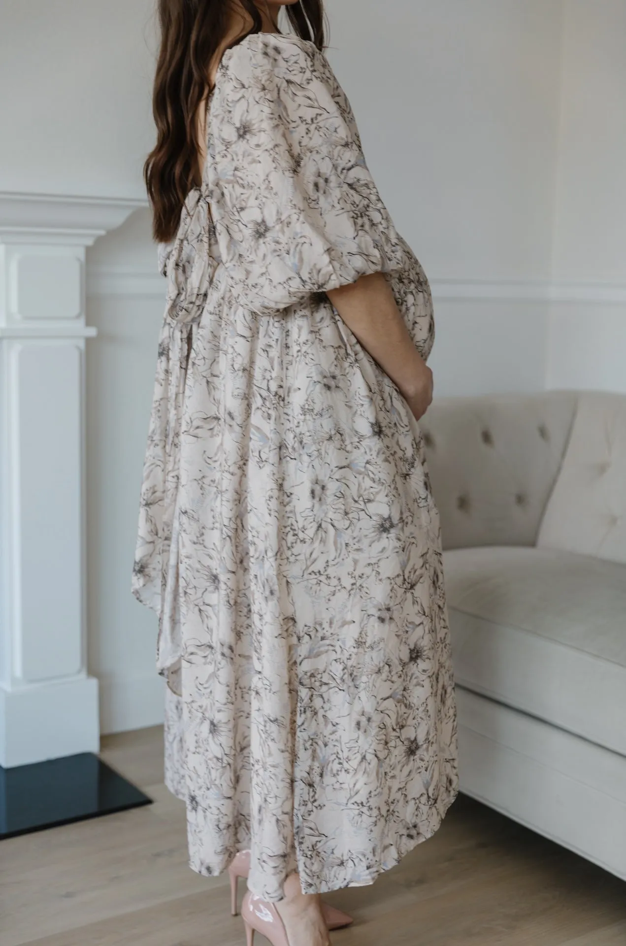 Daria Beige Floral Dress