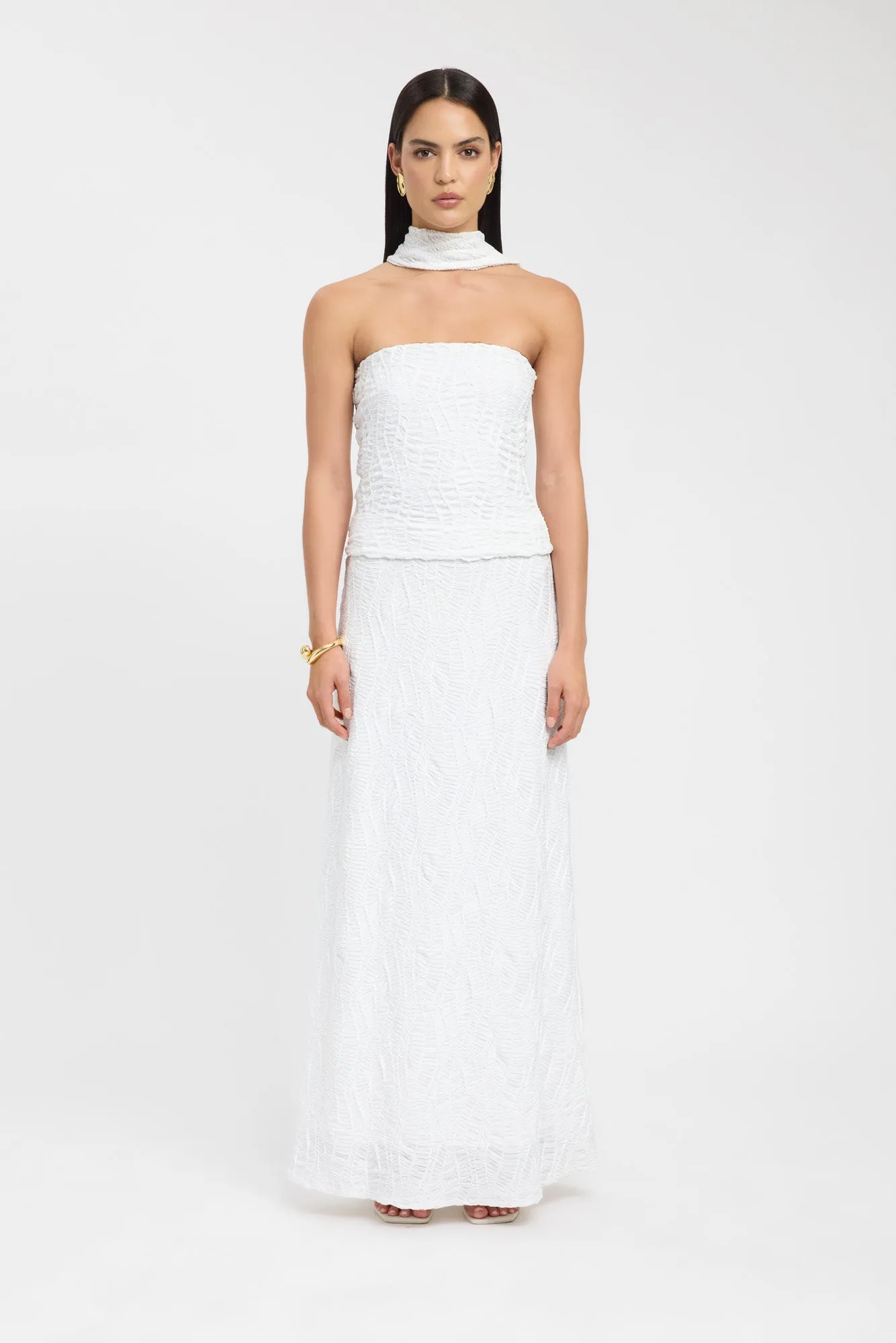 Fifi Maxi Skirt Stretch Waist Embossed Detail