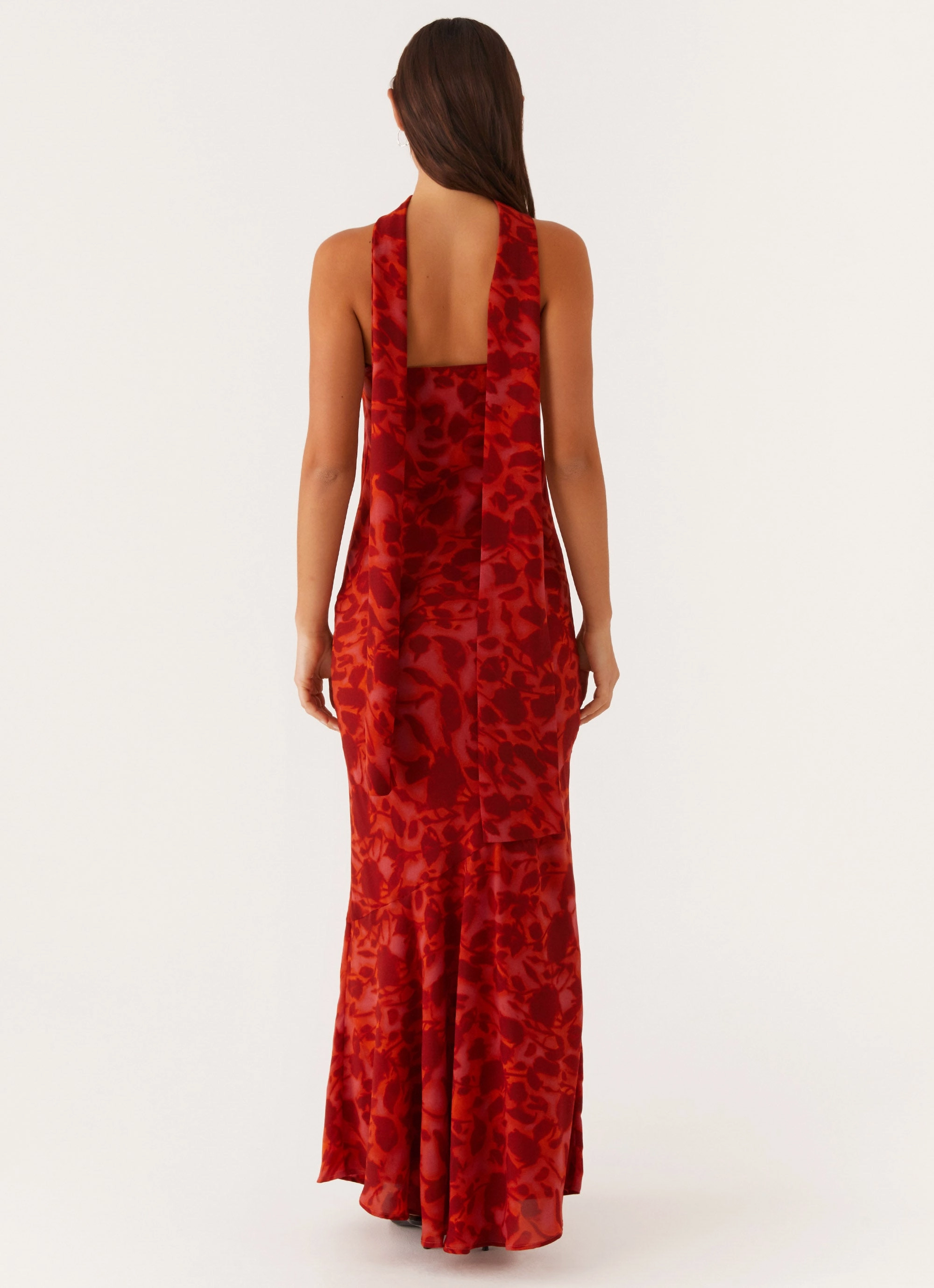 Day Ready Under The Pagoda Maxi Dress - Deep Red Floral Elegant Look Statement Color
