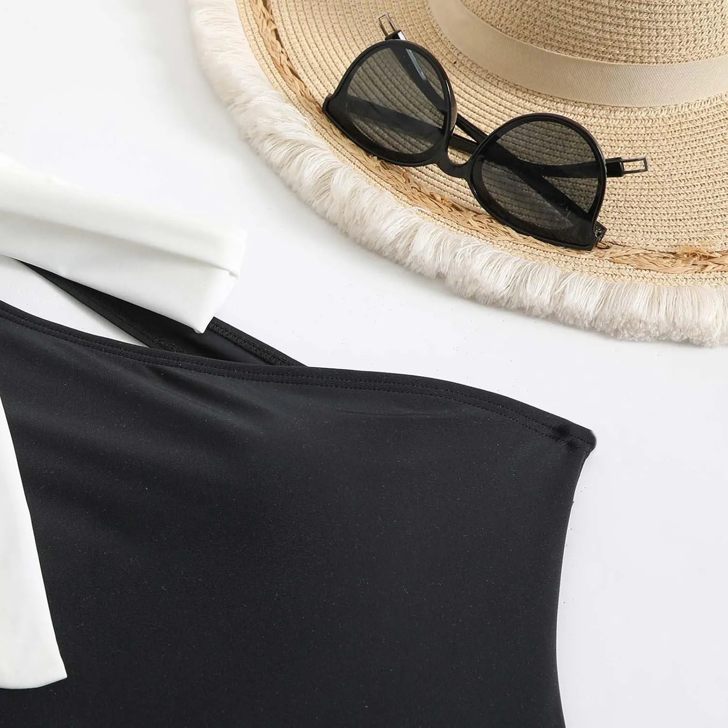 DDAPJ pyju One Shoulder One Piece Swimsuit for Women Tummy Control Bathing Suits Backless Full Coverage Padded Swimwear