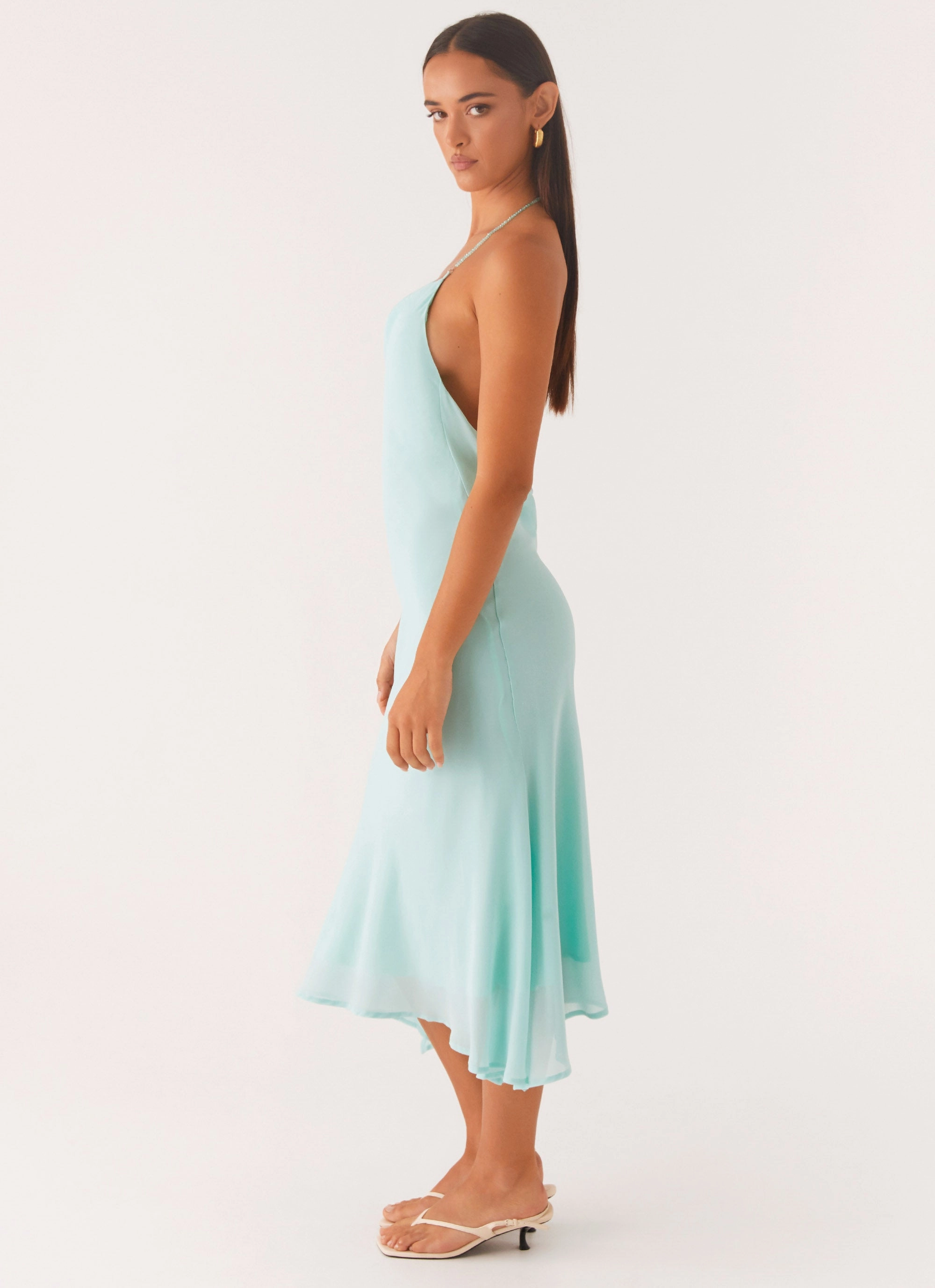Dream Look Calm Finish Deep Dive Midi Dress - Pale Blue