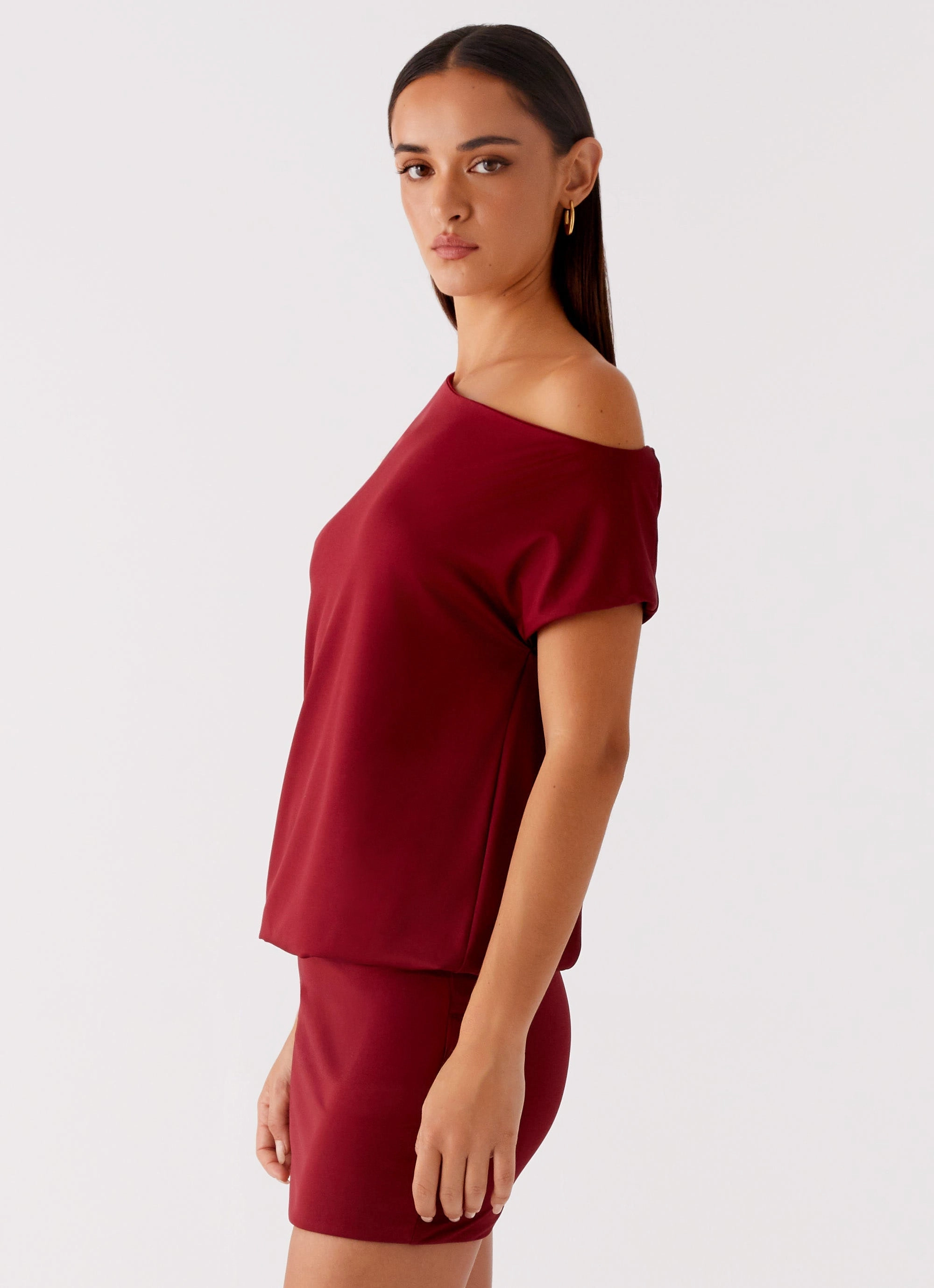 Paulie Mini Dress - Maroon Earthy Hue Soft And Comfortable