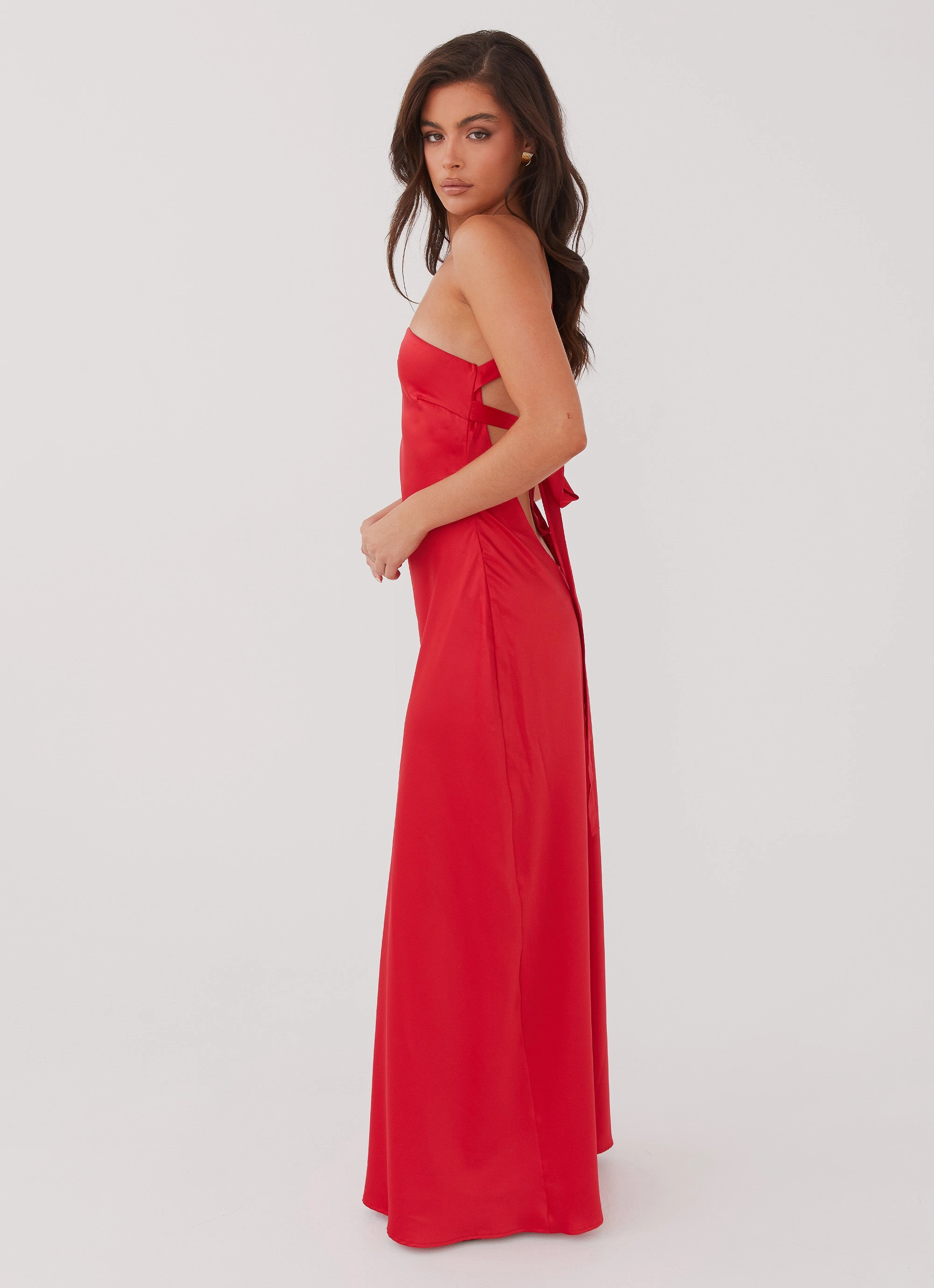 Soft Touch Delancy One Shoulder Maxi Dress - Rouge Red