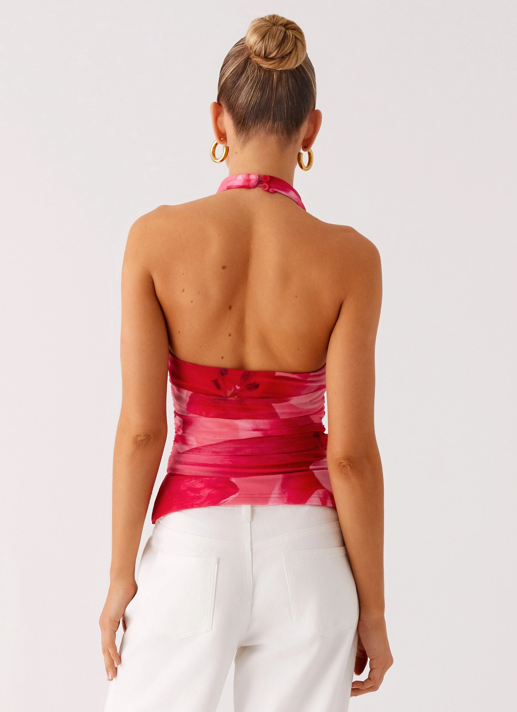 Temperature Control Technology Delany Halter Top - Peach Watermelon Flower