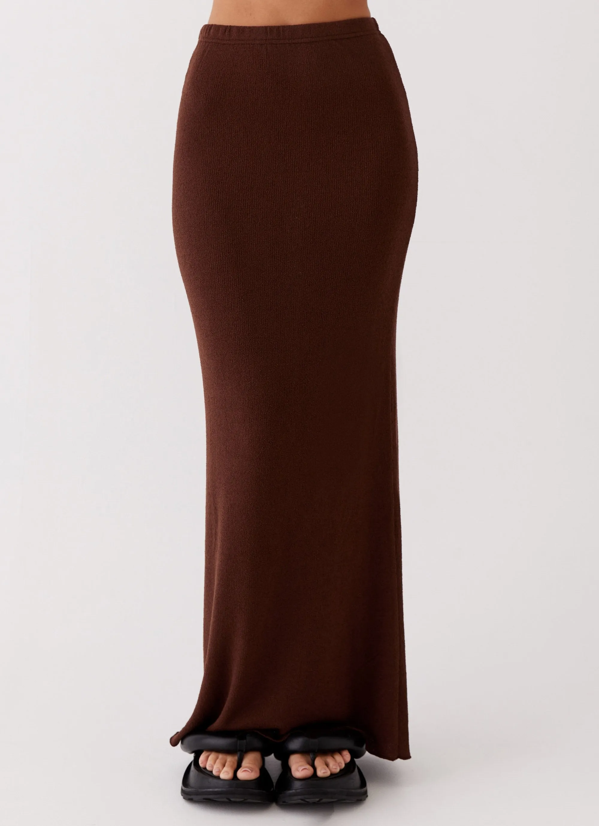 Performance Support Relaxed Comfort Look Delicate Lady Knit Maxi Skirt - Chocolate