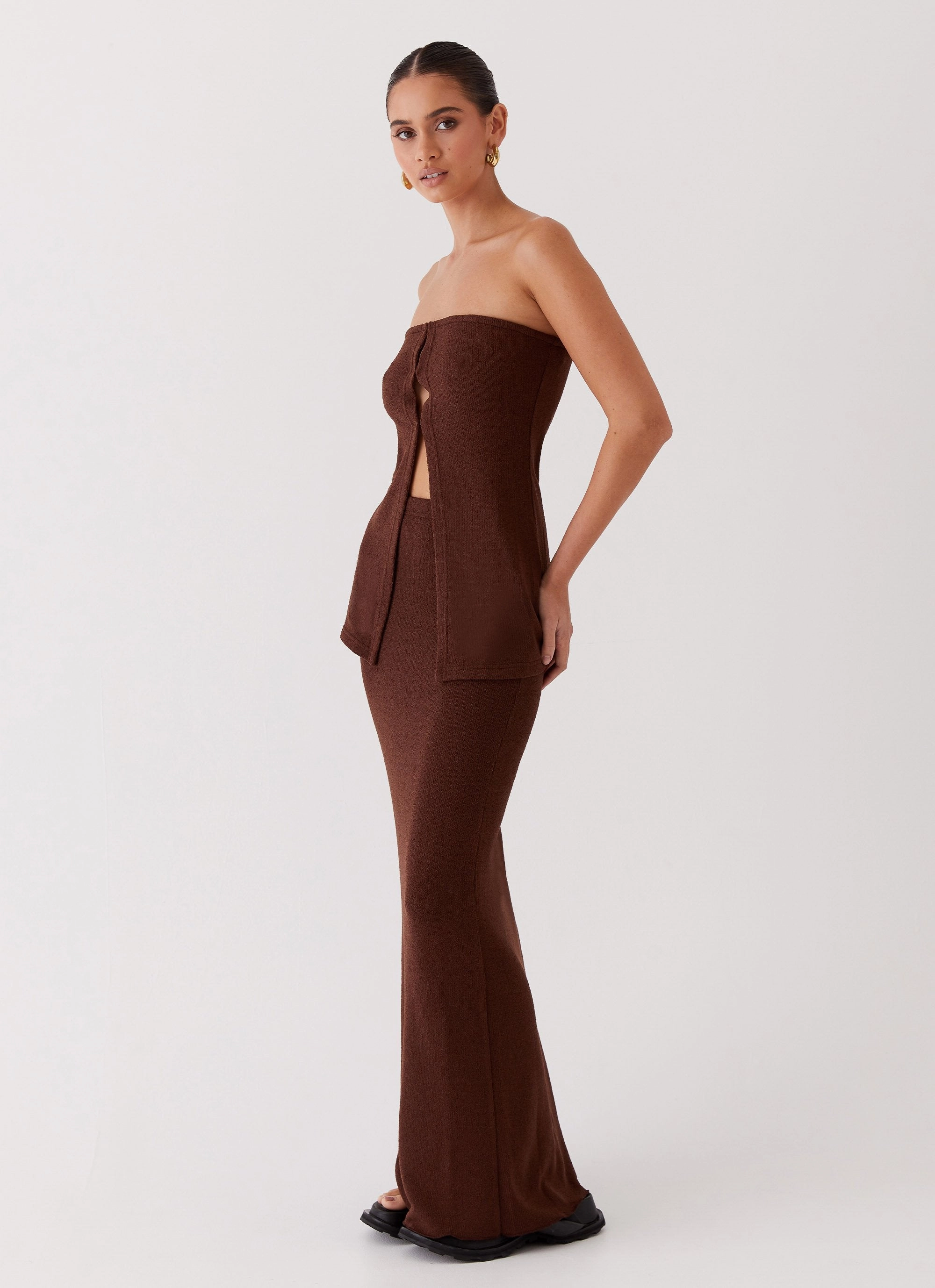 Delicate Lady Knit Top - Chocolate Soft Inner Lining