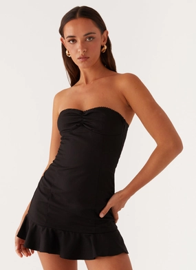 Delmi Bustier Mini Dress - Black Floor Length Delmi Bustier Mini Dress - Black Vintage Vibe Classic Layers
