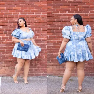 Denim 2 Piece Skirt Set (S-4X)