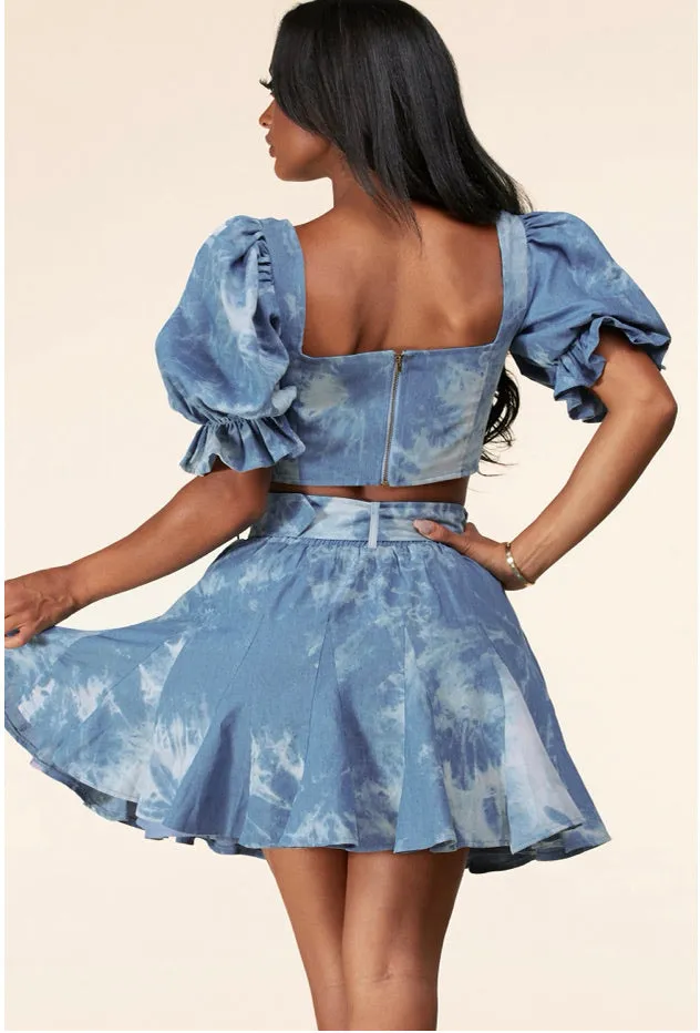 Denim 2 Piece Skirt Set (S-4X)