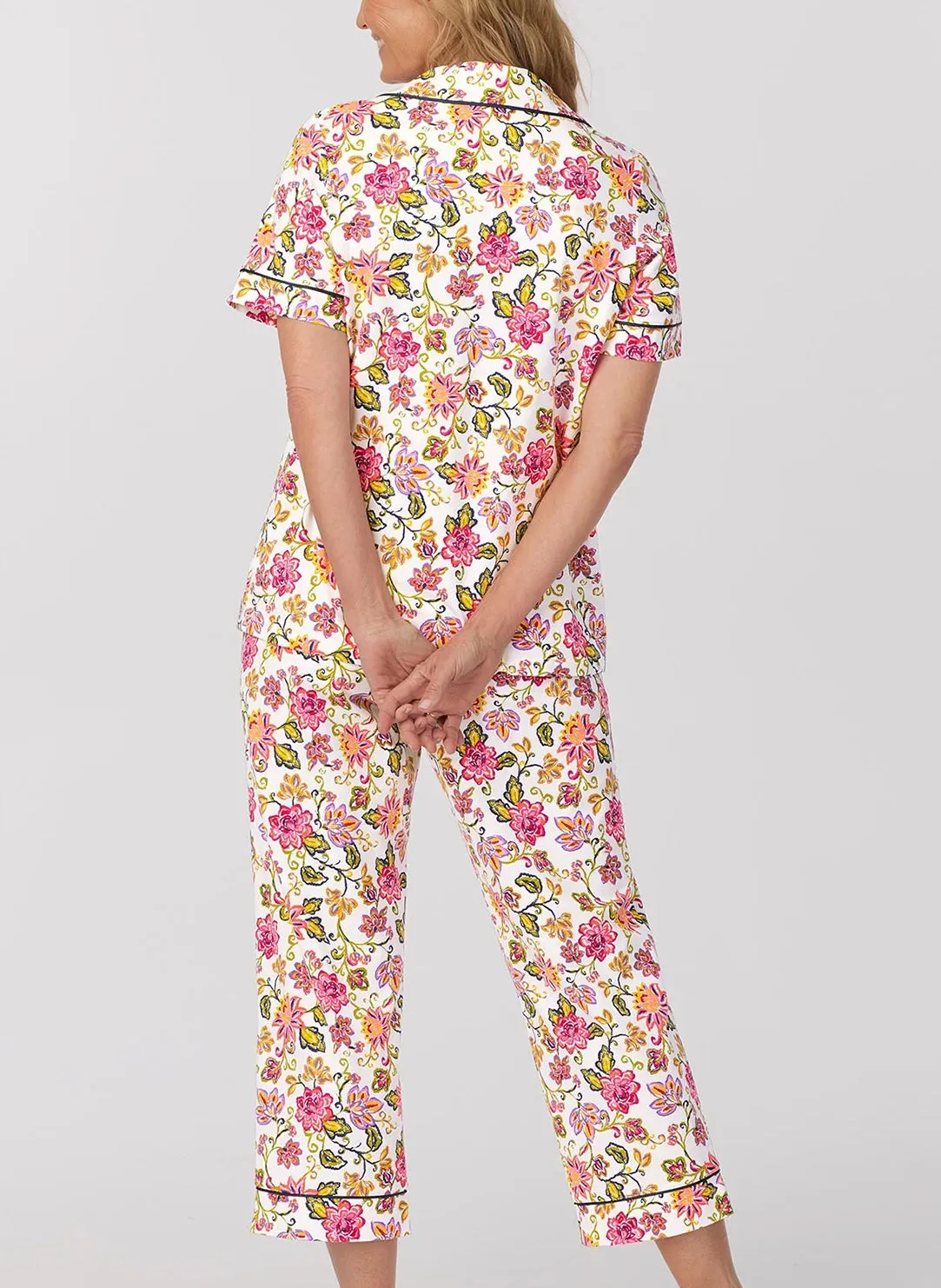 Desert Flowers Floral Short Sleeve Cropped PJ Set