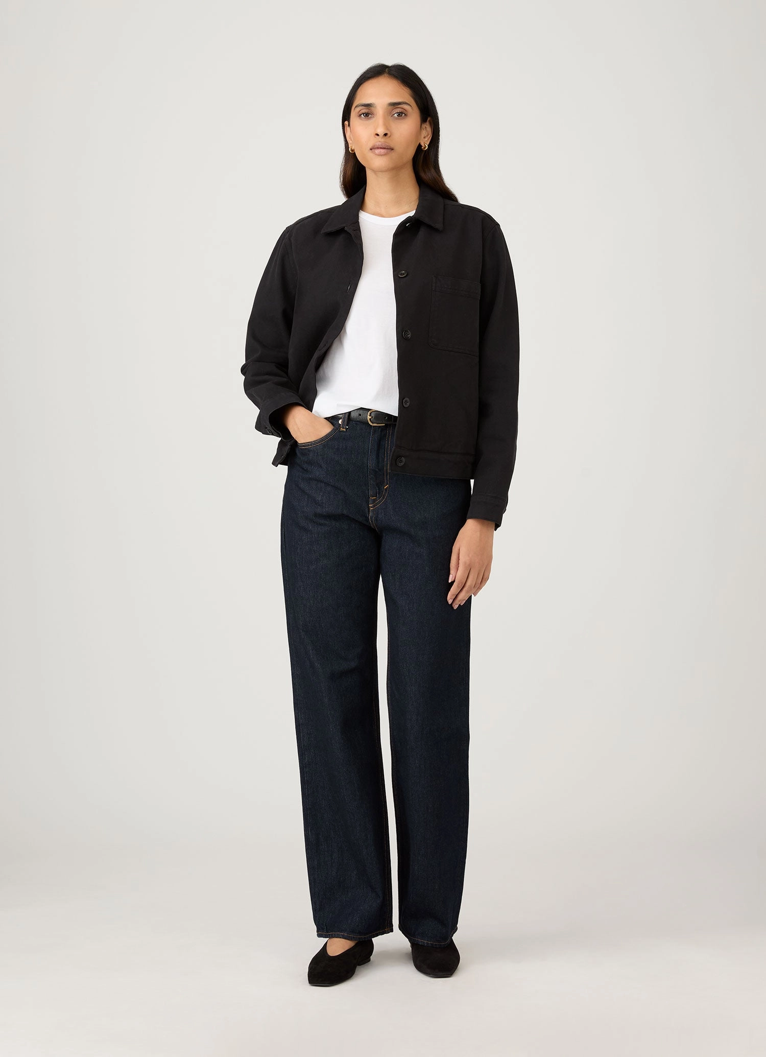 Warm Coverage Relaxed Layer Women's Chore Jacket in Black