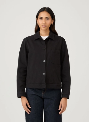 Desert - inspired Women's Chore Jacket in Black Women's Chore Jacket in Black Long-sleeved