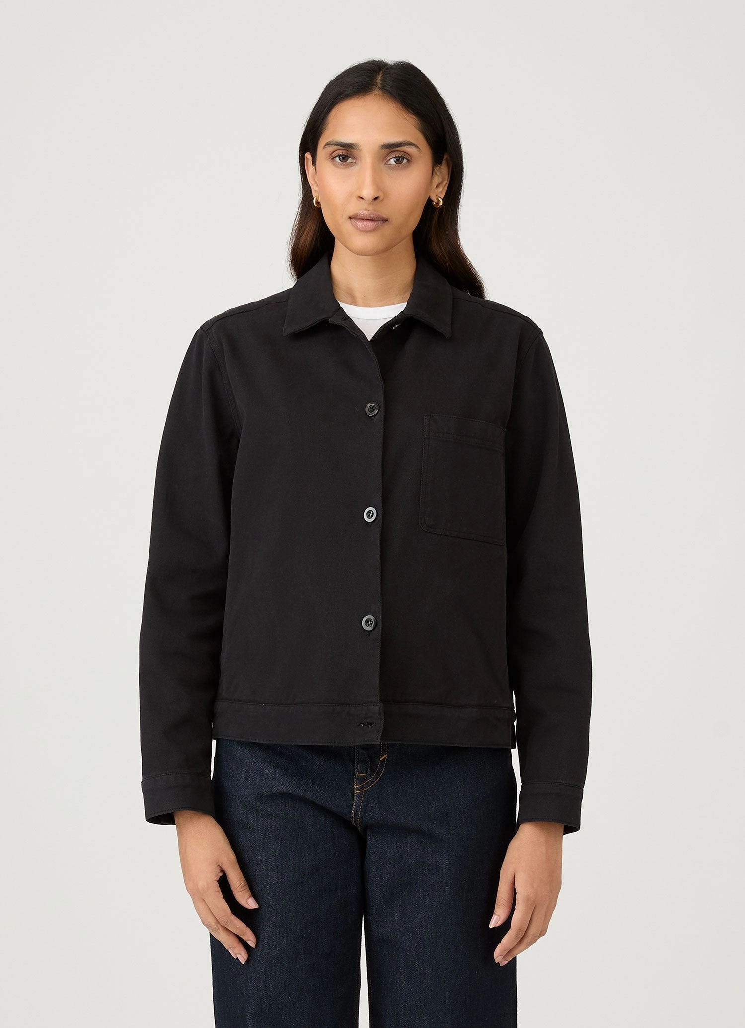 Women's Chore Jacket in Black Long-sleeved