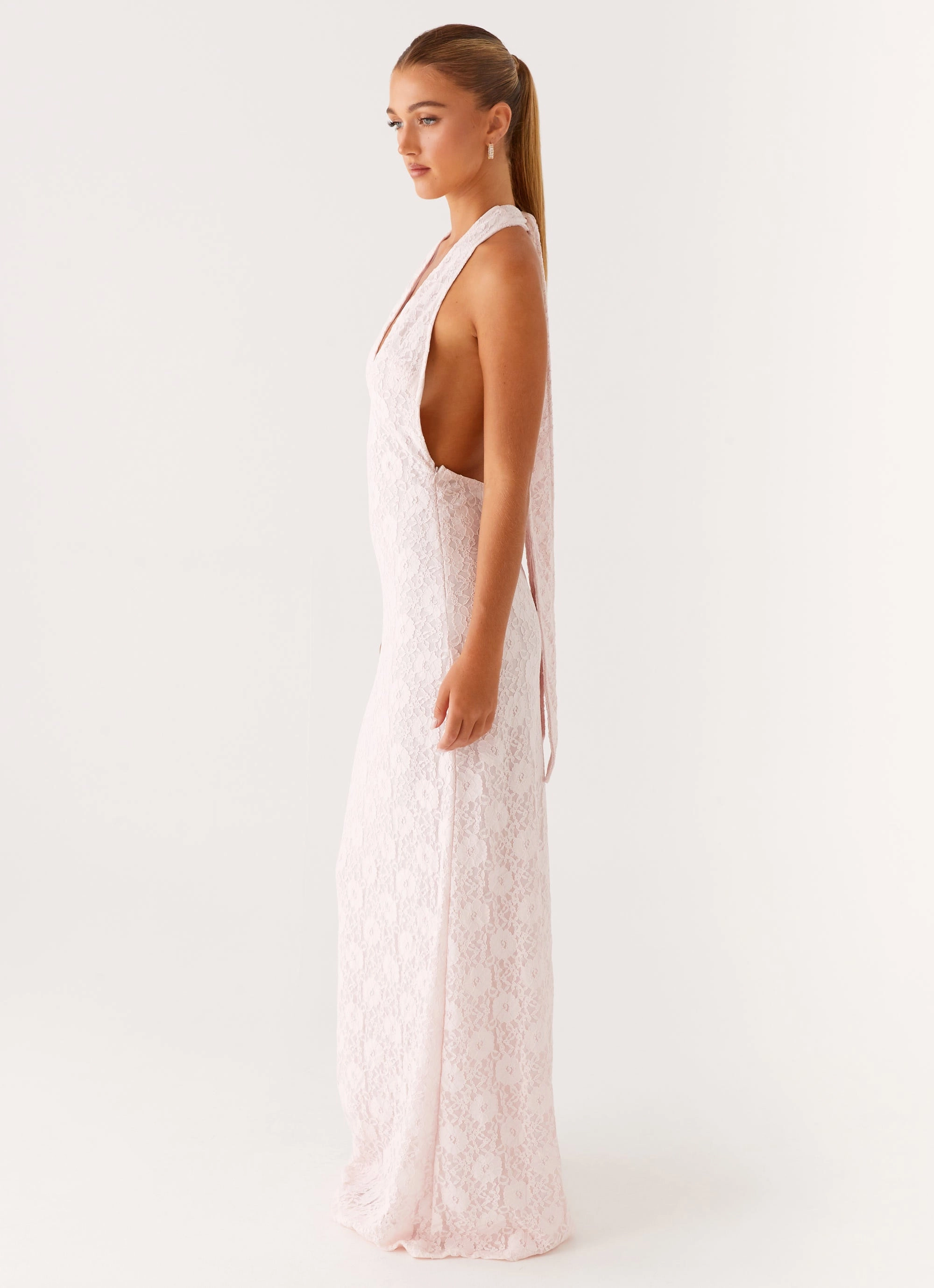 Carly Maxi Dress - Pink Movement Feel Lace-Sleeve