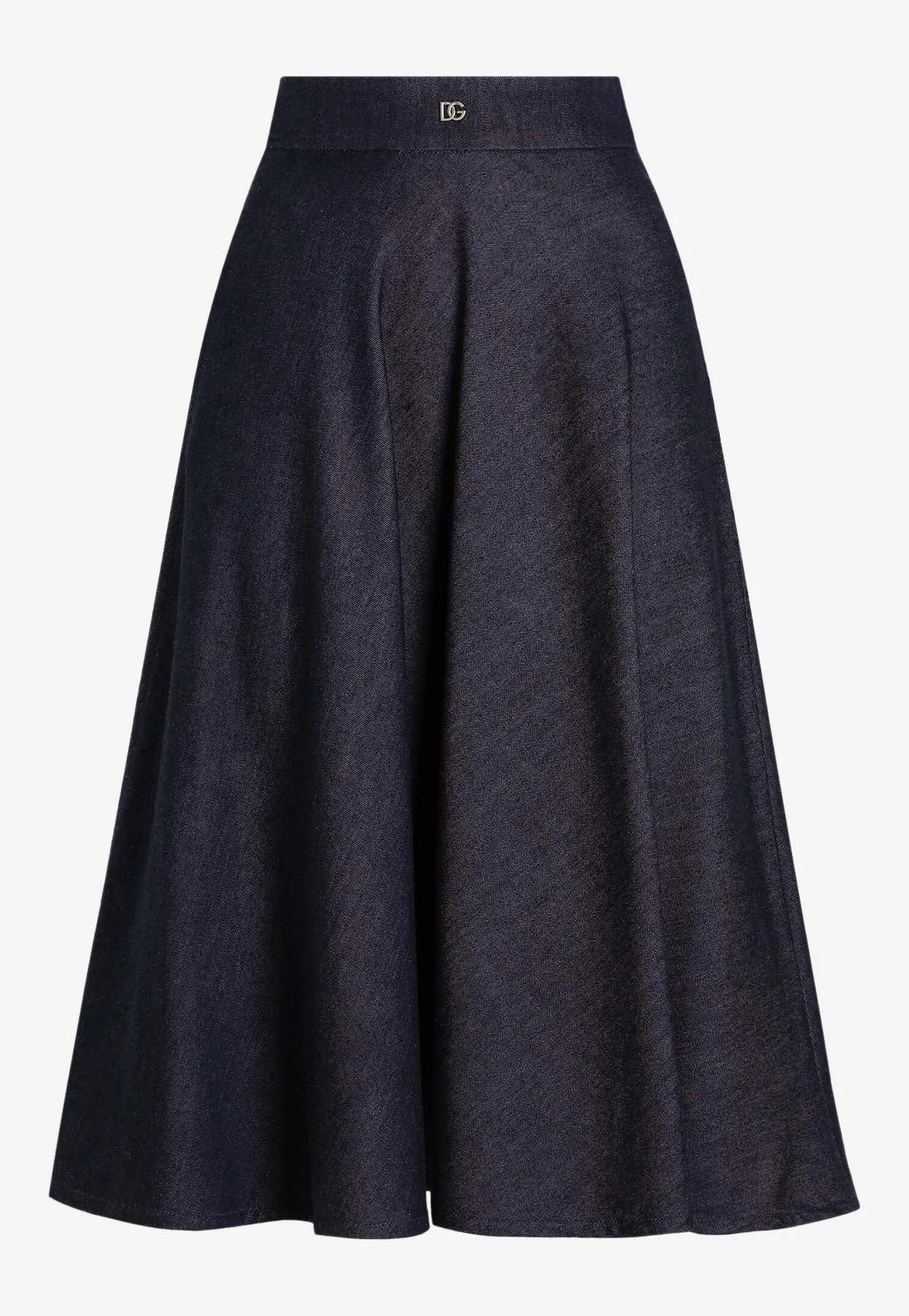 DG Logo Midi Denim Circle Skirt
