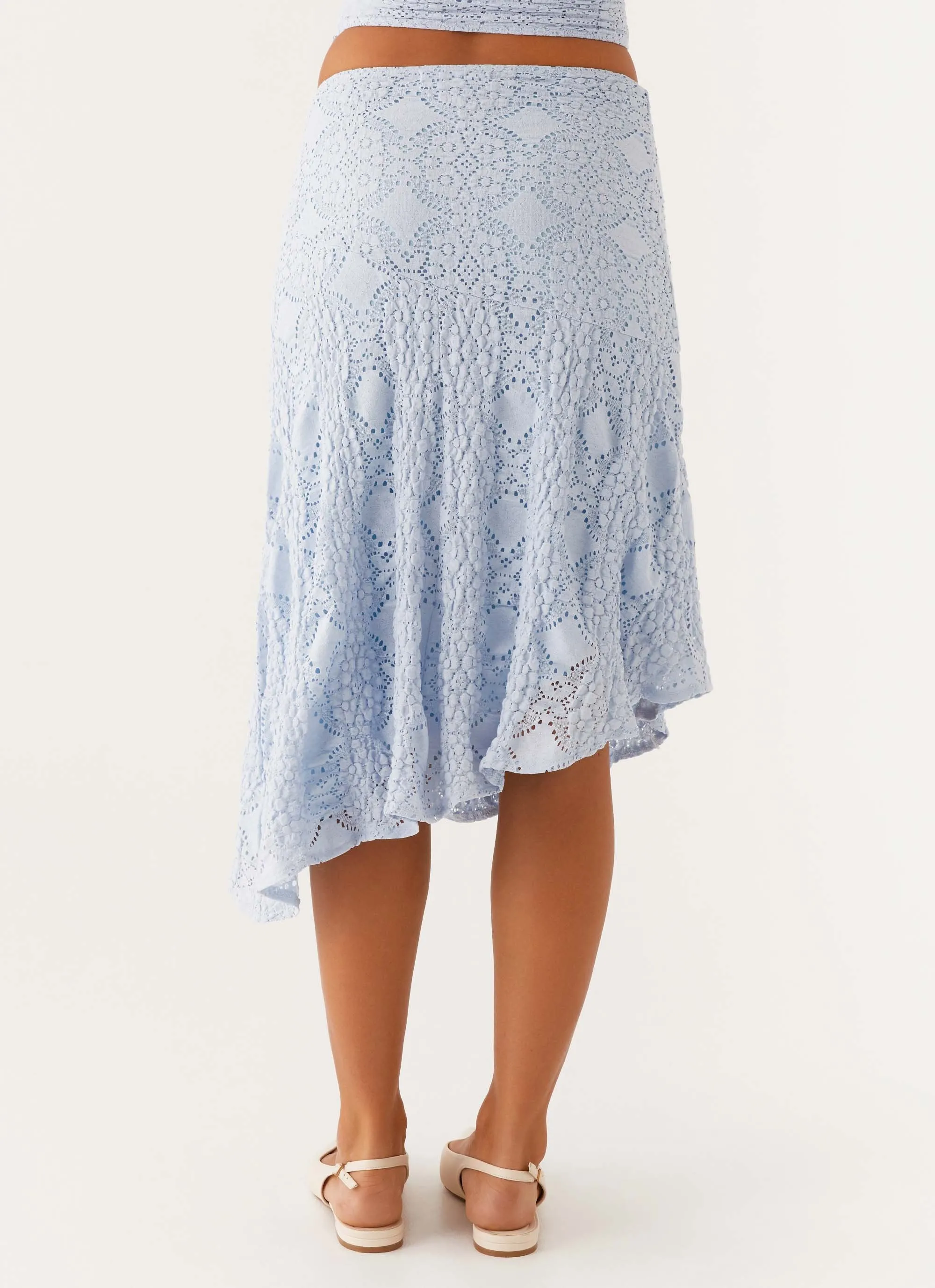 Button front Diamond Sky Midi Skirt - Blue