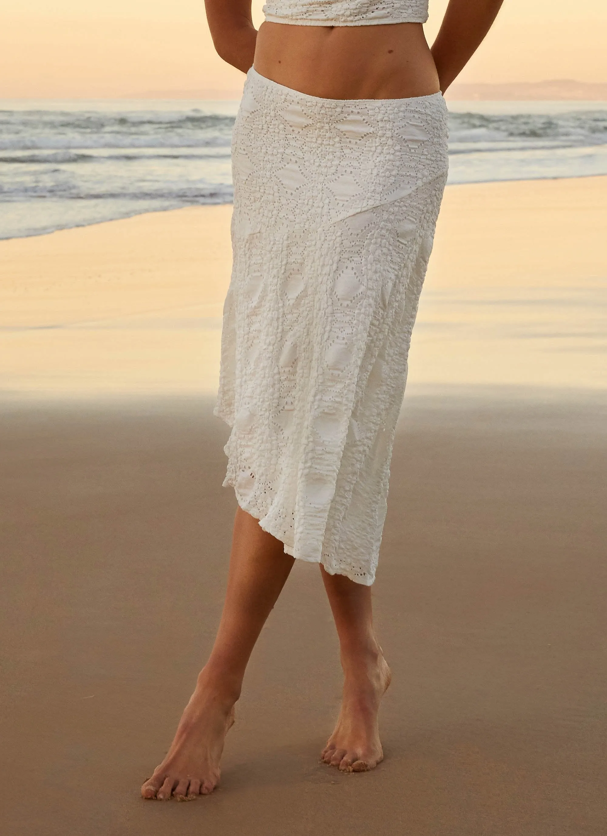 Diamond Sky Midi Skirt - White Non Iron Technology