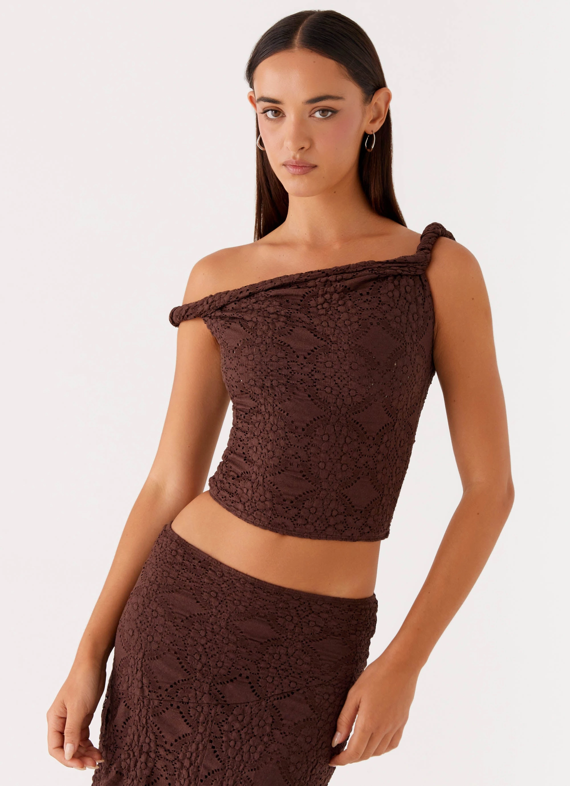 Diamond Sky Top - Chocolate Layered Shoulder